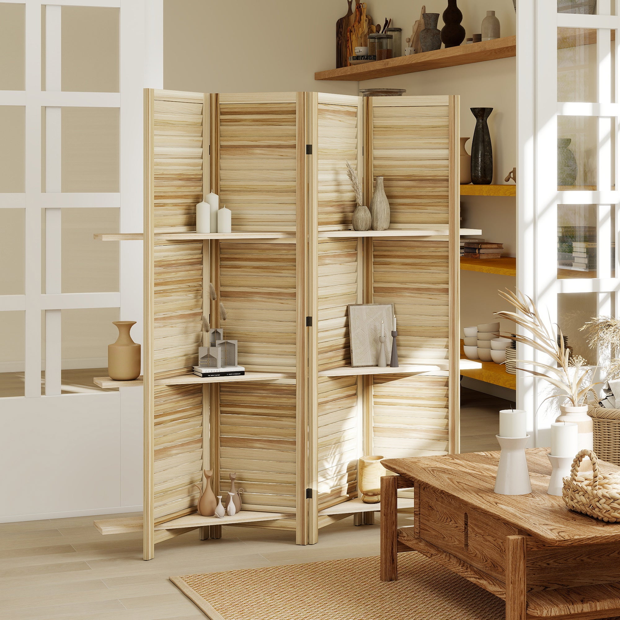 Paravent intérieur Bois de paulownia HOMCOM - 2