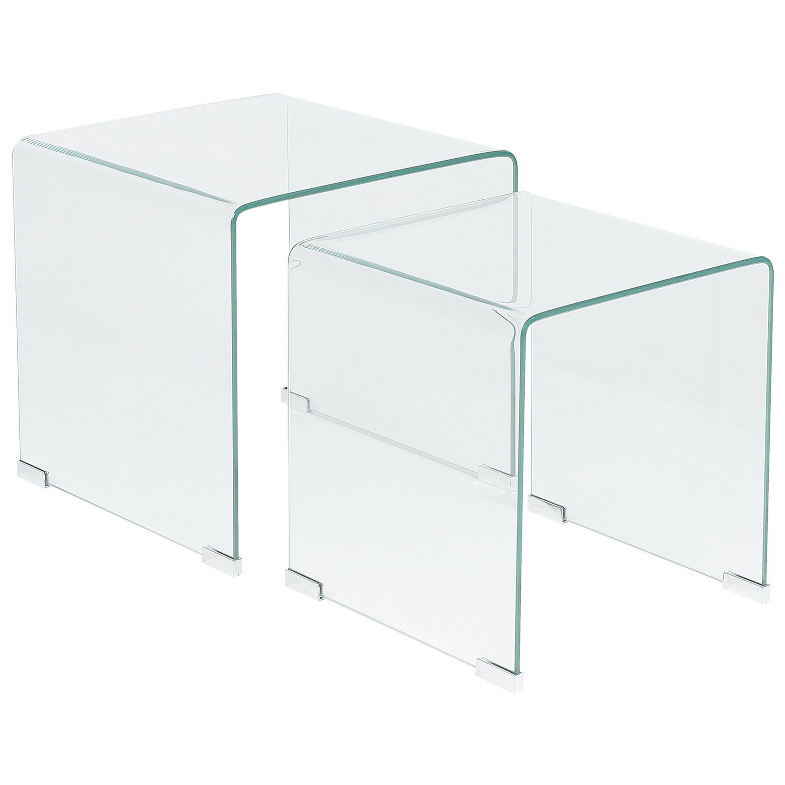 Beliani Conjunto De 2 Mesas Auxiliares Kendall Vidrio Templado Transparente Crema , Leroy Merlin