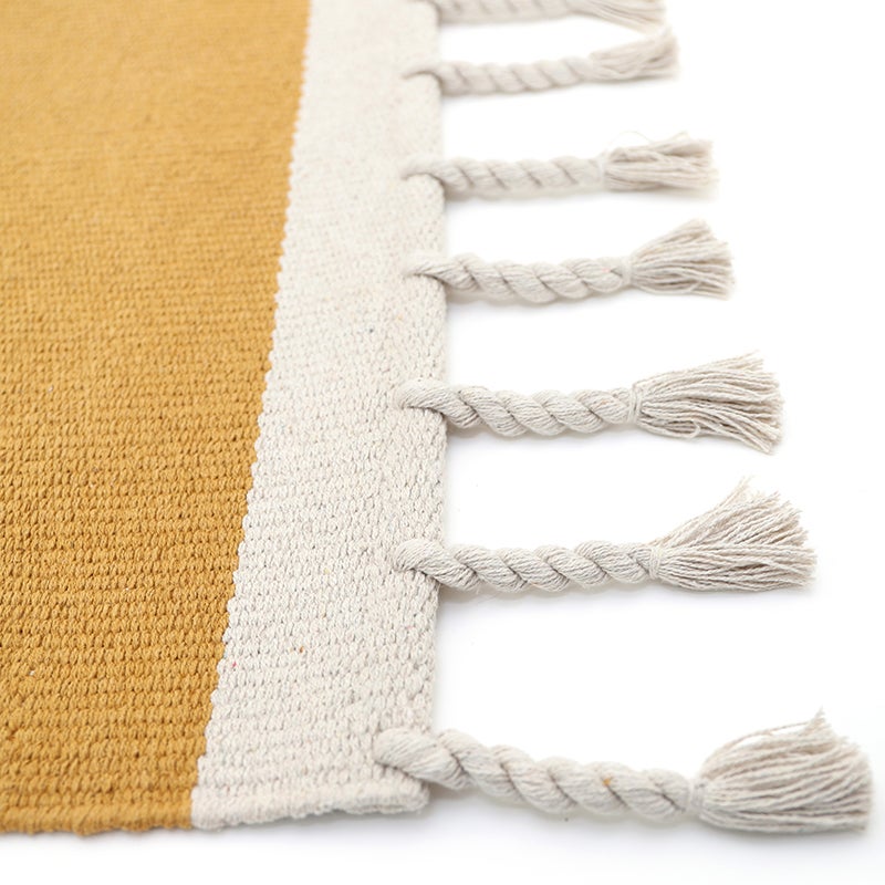 Tapis Contemporain Rectangle Coton recyclé 100x150cm Lisboa moutarde - 7