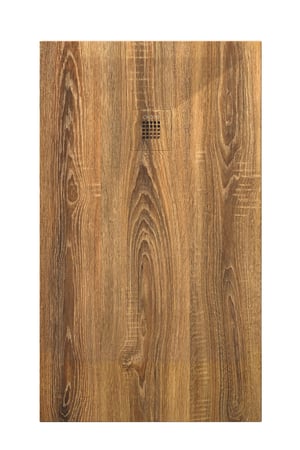 ONDEE ZEN - Receveur NOLA 3 - 90x140x3cm - Résine - Noyer - Bonde