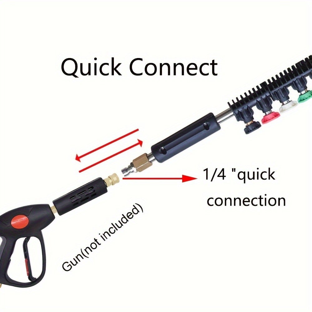 Rallonge pour nettoyeur haute pression avec 5 embouts de buse, 1 tige courbée pour nettoyeur de gouttières, raccord rapide 6,35 mm, 4&nbsp;000 psi - 3