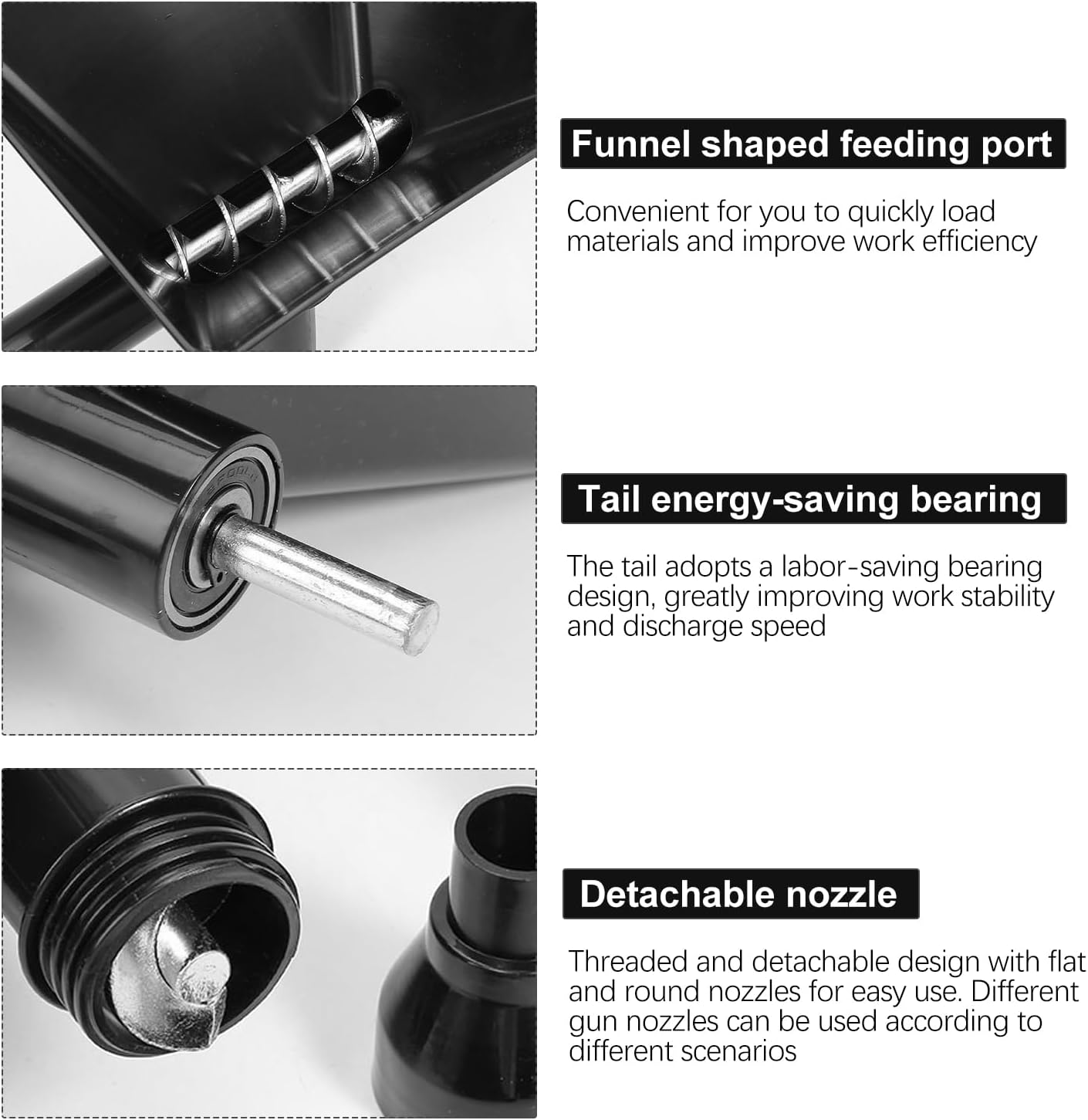 Pistolet Joint Électrique Portable avec 4 Embouts, Pistolet Ciment Électrique, Sans Perceuse Électrique, Jointoyeuse pour le Jointoiement de Mortier - 3