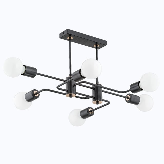 Lampa sufitowa wisząca Seba czarno-złota 6xE27x15W wym: 35 x 46 x 75 cm metal Alfa