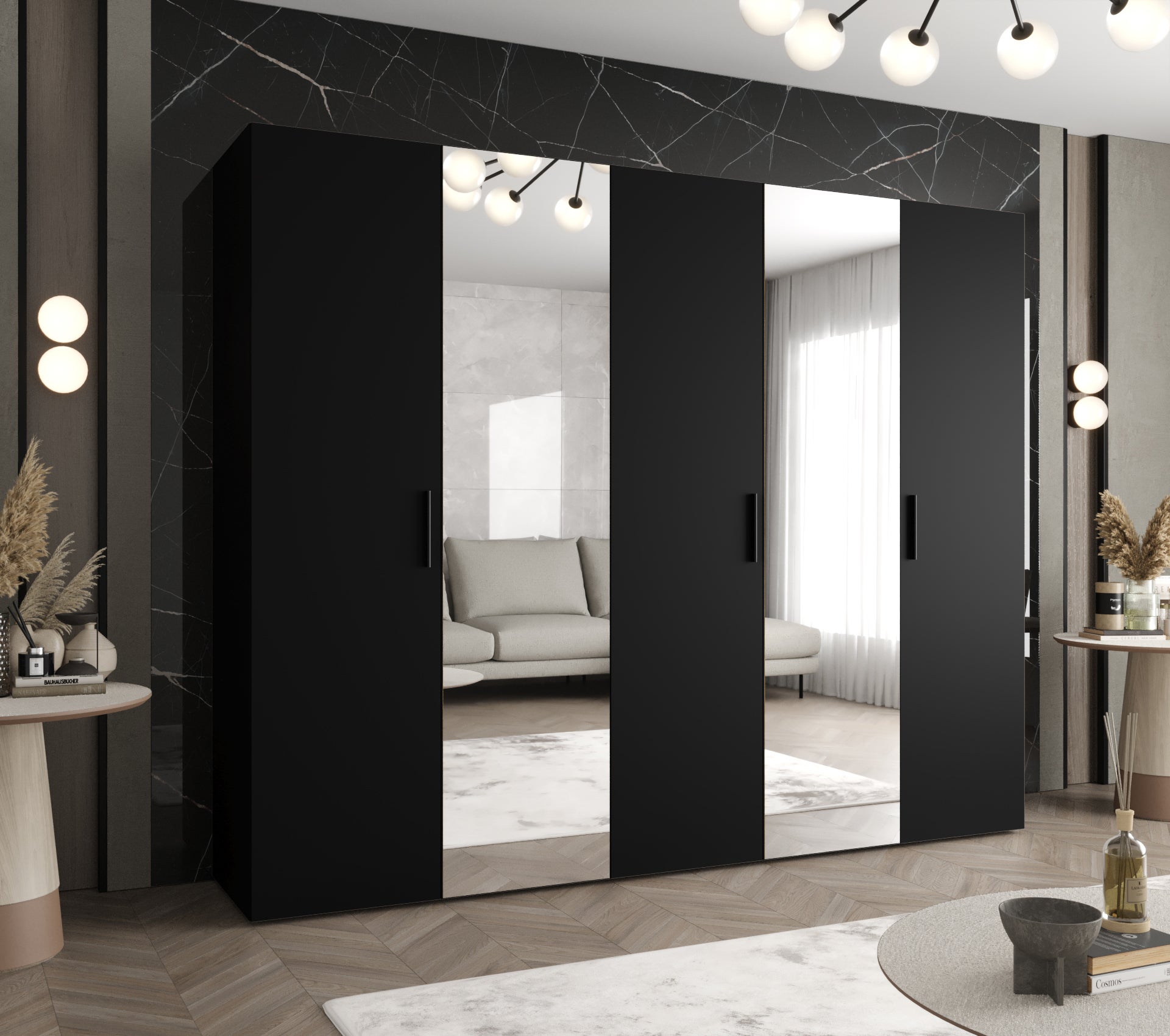 Szafa uchylna otwierana Bari 2 250 x 52 x 202 cm czarny + u. czarny Abiks Meble - 2