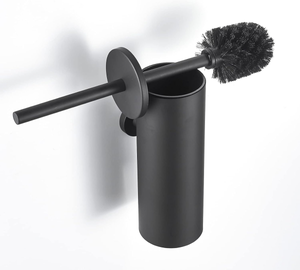 Scopino Per WC Bagno In Acciaio Inox, Auralum Spazzolone WC Con Portascopino Coperchio Resistente Agli Schizzi Spazzola Bagno Wc Montaggio A Parete Nero 39376404