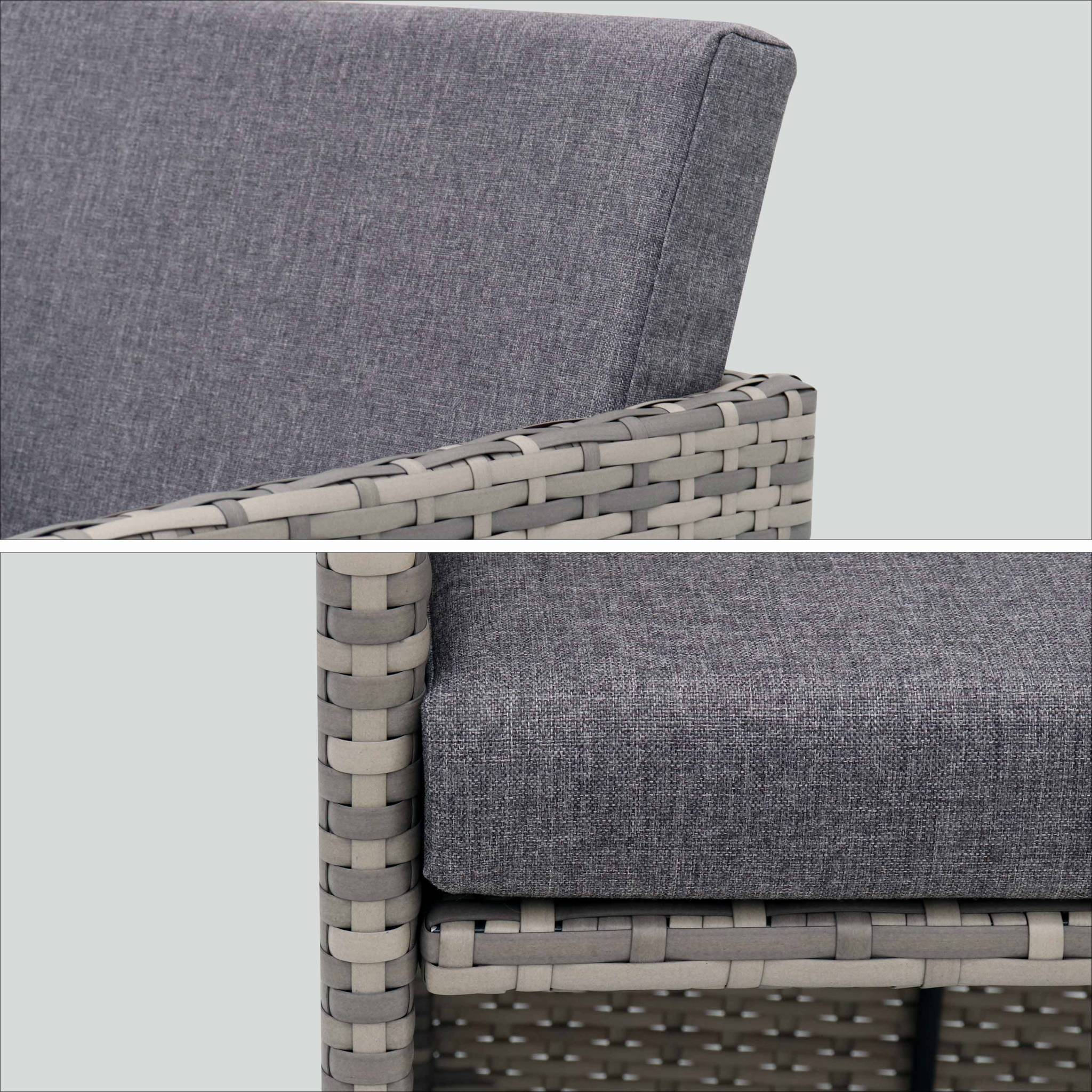 Set tavolo da giardino in resina intrecciata, 8-12 posti, Scala di grigi - 6