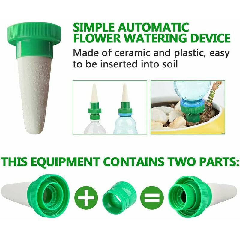 4pcs Automatique Plante d'irrigation d'eau Distributeur cône en céramique tête Plante verseur Goutte à Goutte d'irrigation pour Jardin, Plante d'intér - 3