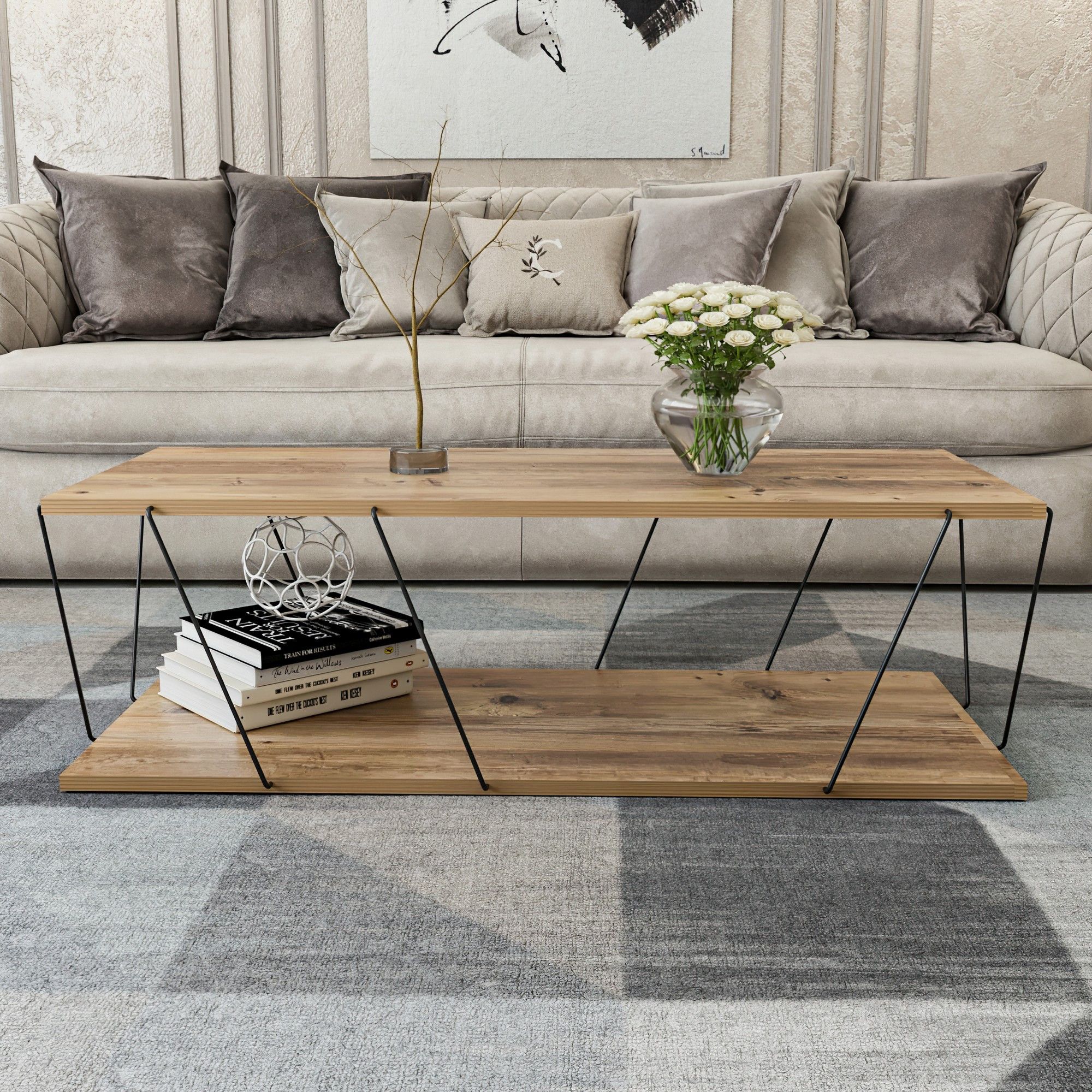 Table basse Milanda Métal Noir et Bois Naturel - 3