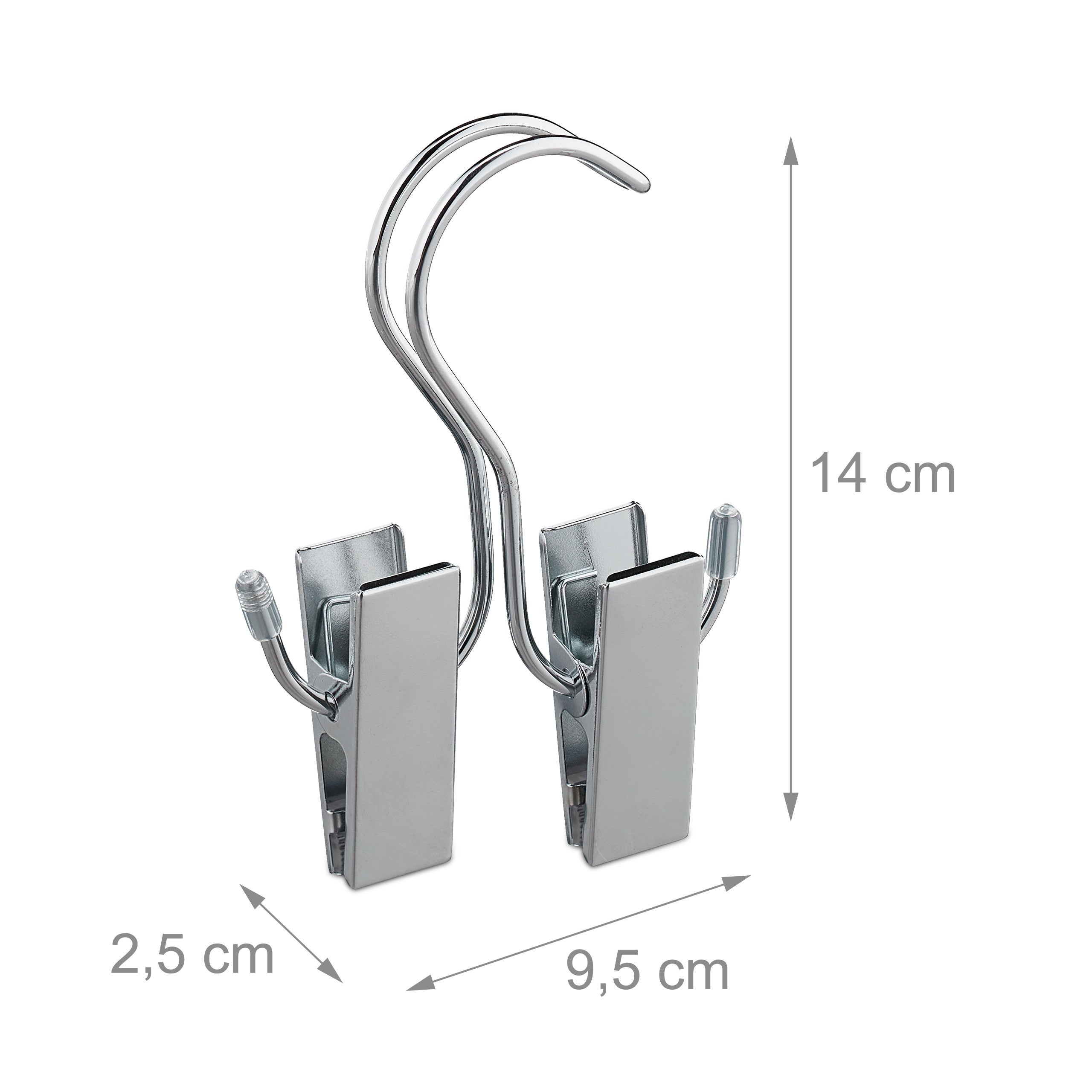 Lot de 5 pinces à bottes, doubles cintre, caoutchouté, rangement de chaussures & casquettes, fer, argenté, Relaxdays - 4