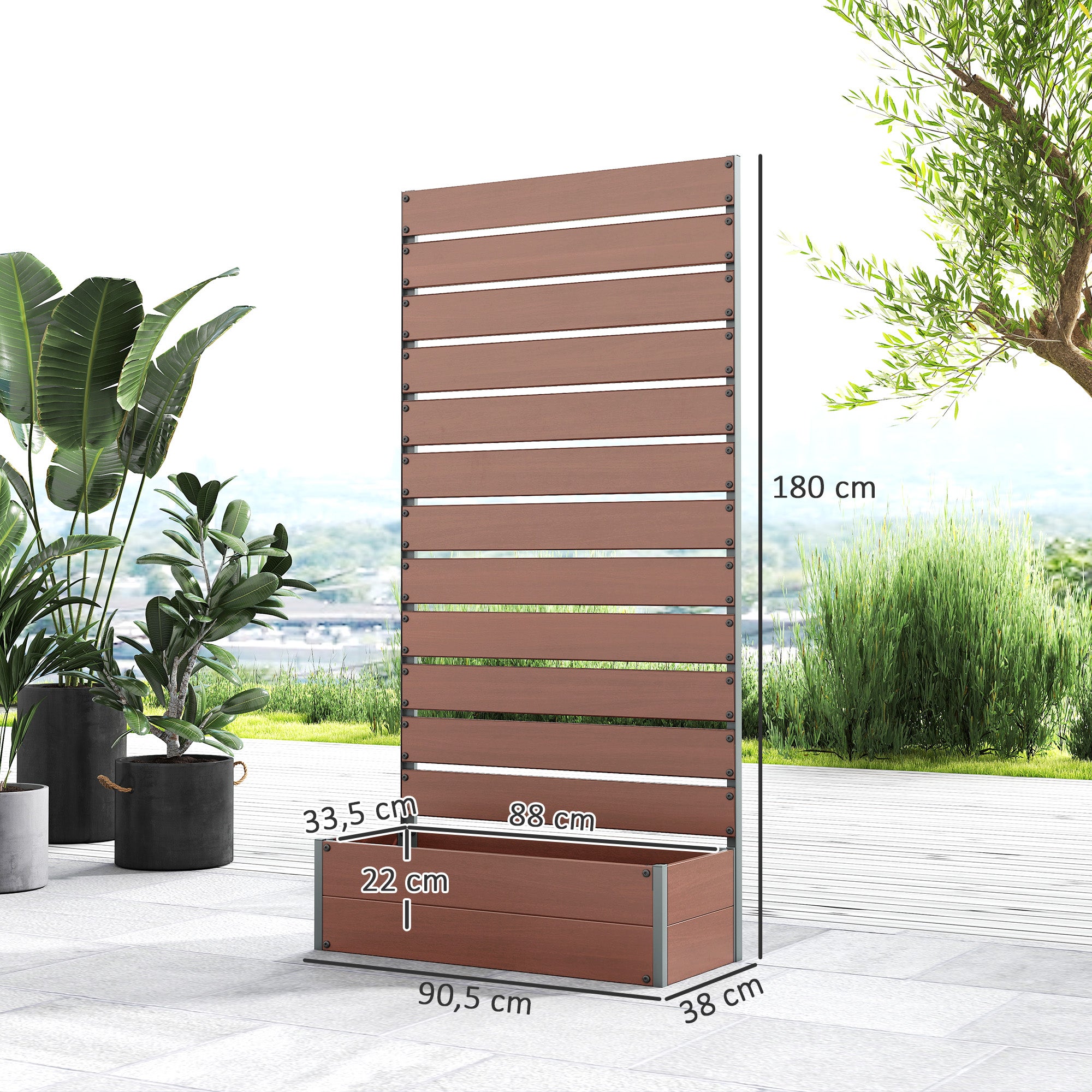 Jardinière avec treillis Panneau composite bois-plastique Outsunny - 3