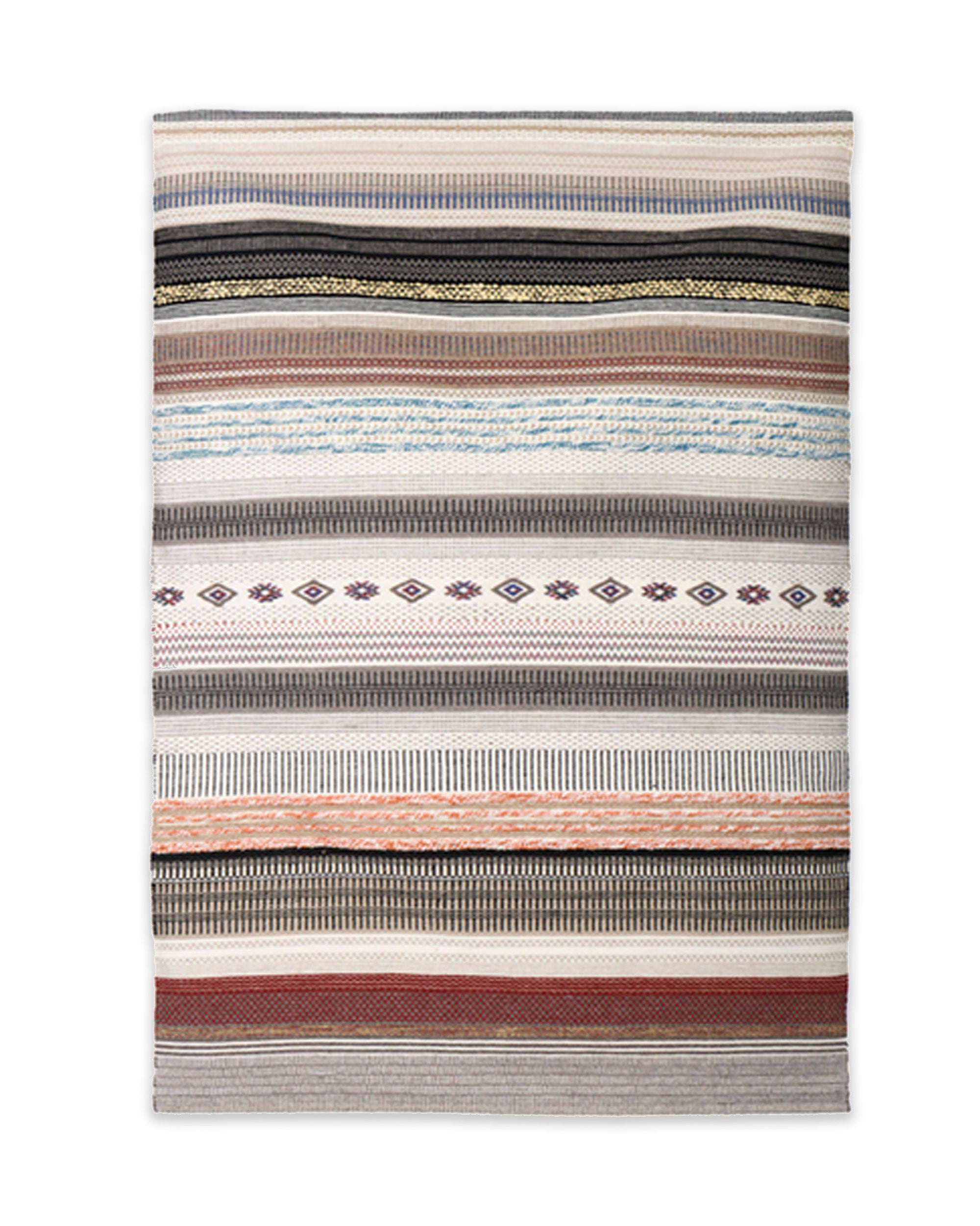 Dywan Kilim California 160x230 cm Wielokolorowy z Wełny – Ręcznie Robiony, Wzór Geometryczny, Wysoka Jakość