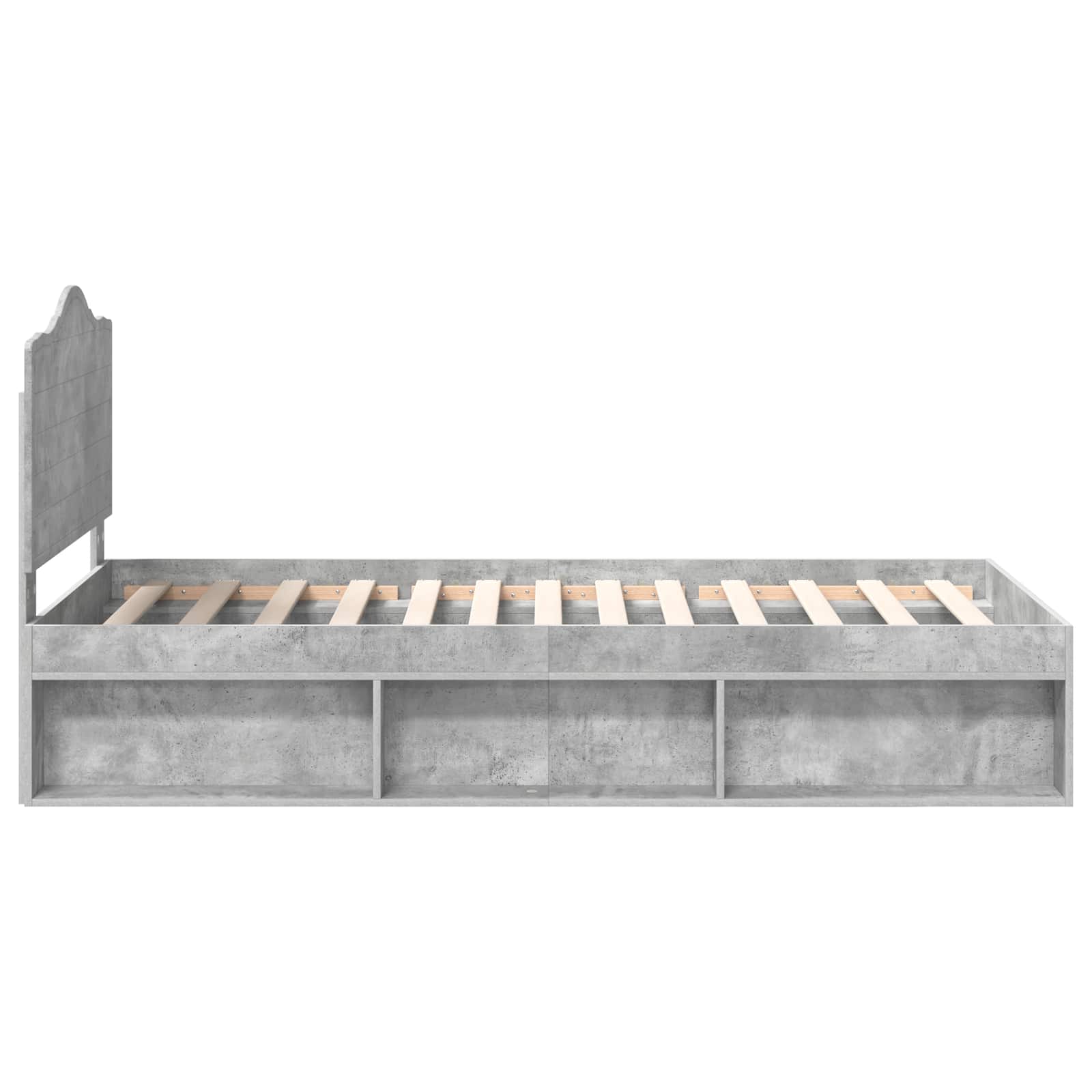 Cadre de lit avec tête de lit en pin massif gris béton pour la chambre, 75 × 190 cm - 8