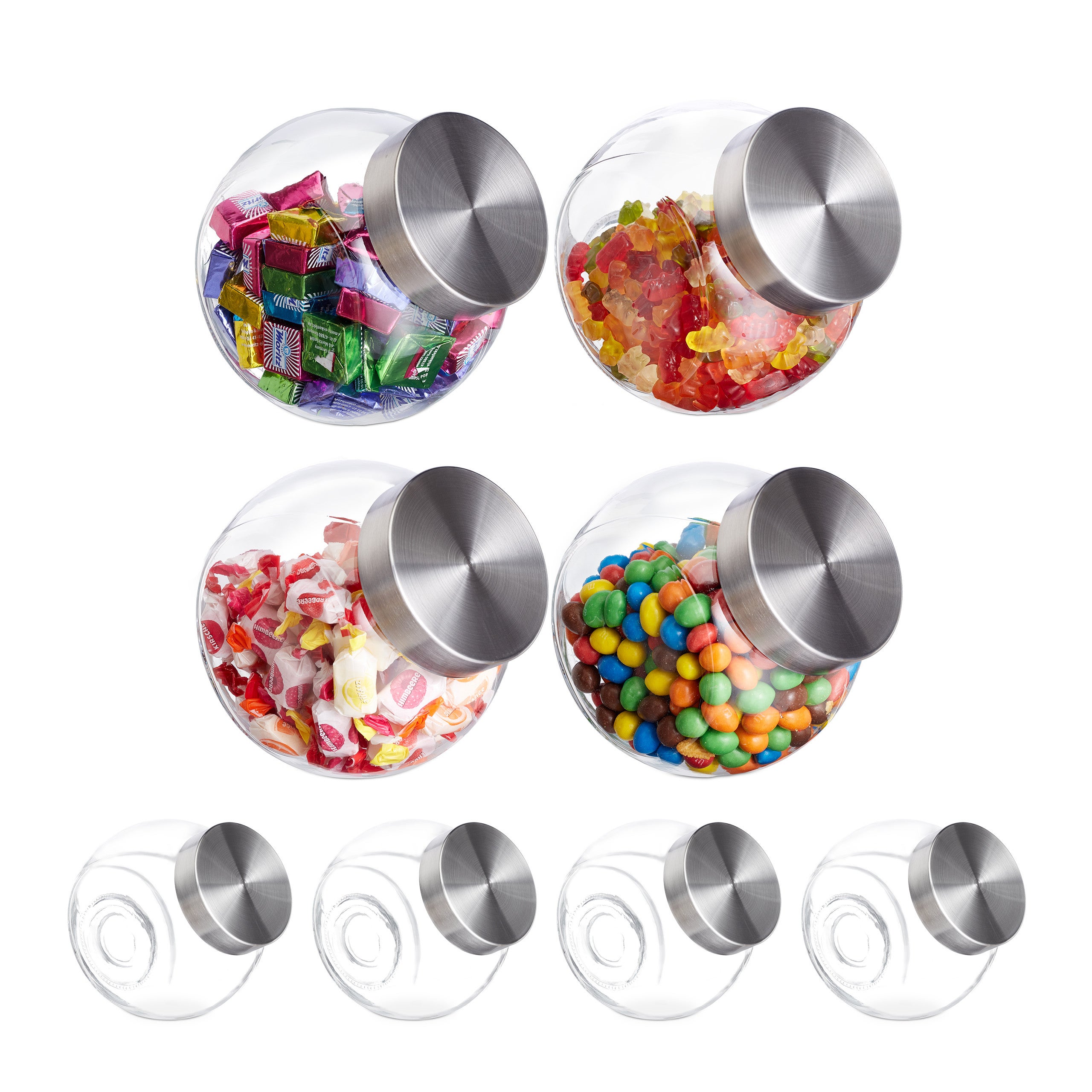 Salzesfalls - Set di 4 barattoli in vetro per cucina, per alimenti e biscotti, con coperchio ermetico per dispensa, farina, caffè, biscotti, pasta, caramelle
