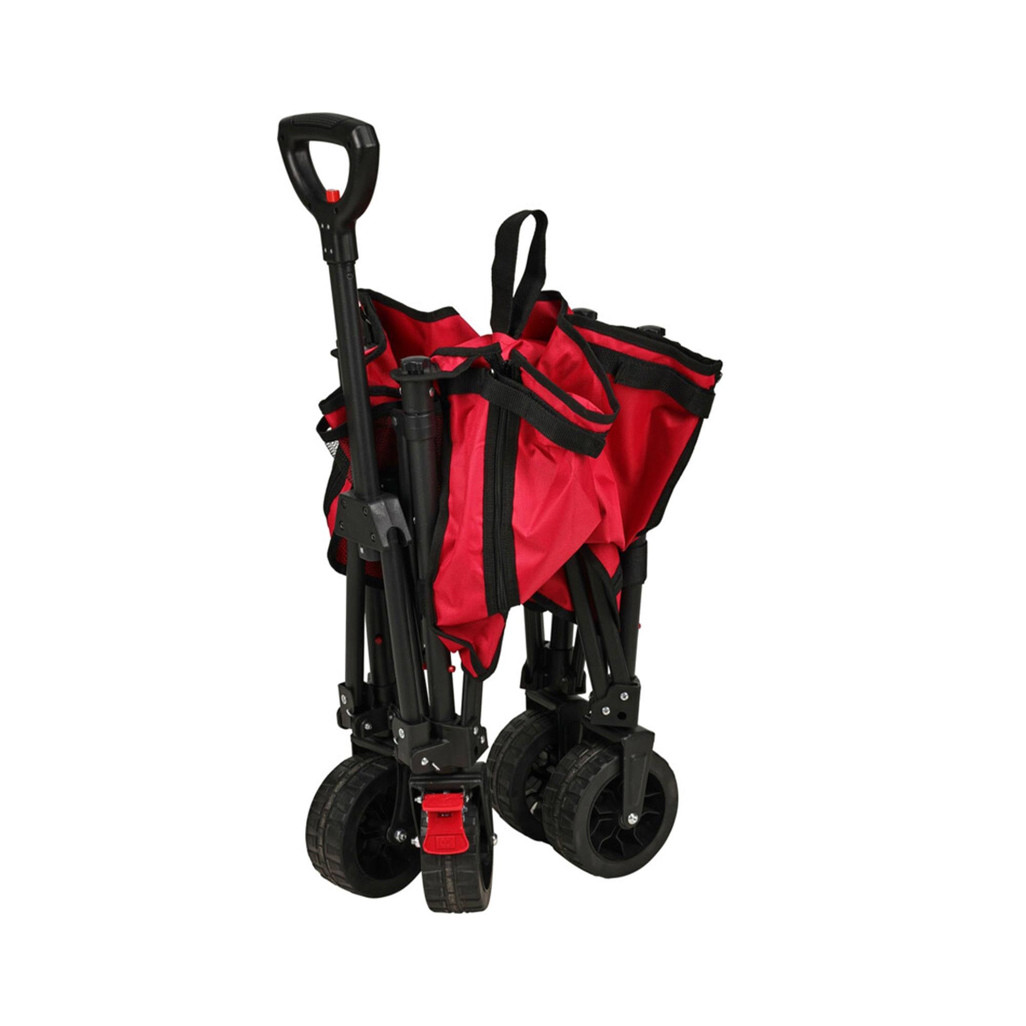 Carrello da spiaggia pieghevole da 120 litri in acciaio al carbonio e poliestere, colore rosso e carico massimo di 80 kg - 3