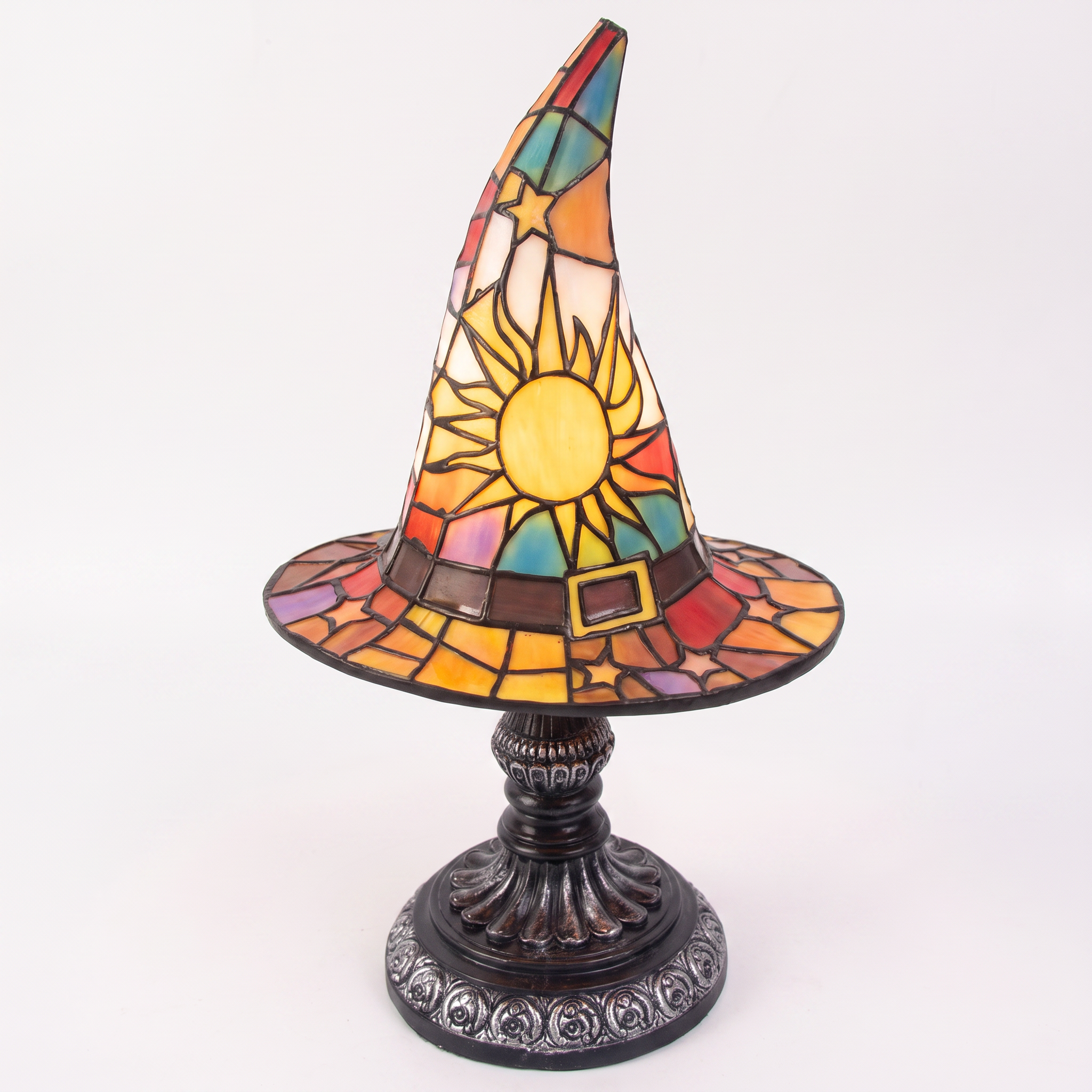 Décoration d'intérieur, lampe chapeau de sorcière avec prise USB, ornement décoratif en résine, grand format et coloré, 30 x 18 x 13 cm - 3