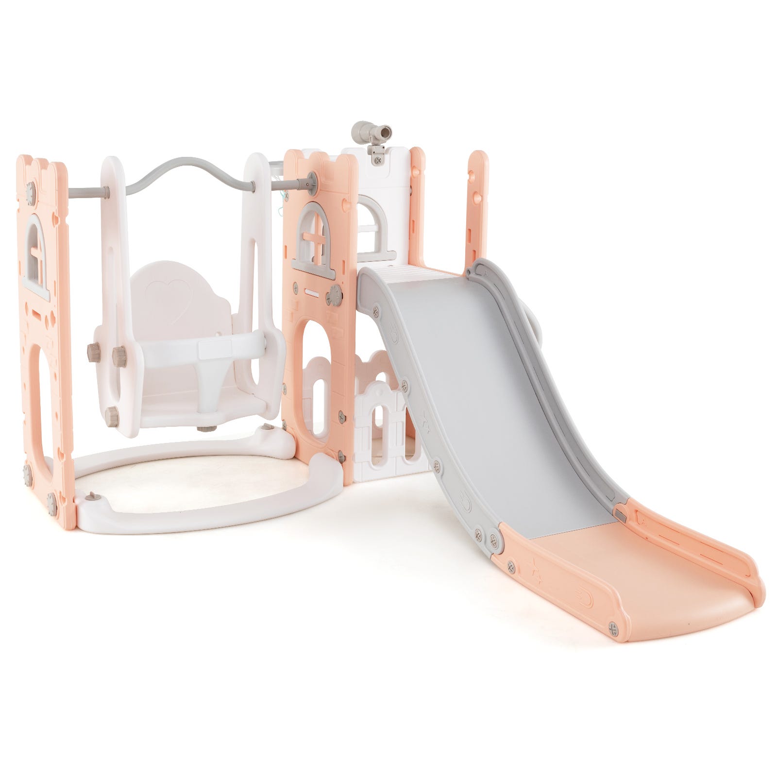 COSTWAY 7 en 1 Toboggan Enfant en HDPE avec Balançoire & Panier de Basketball, Aire de Jeux Intérieure avec Télescope & Échelle, Espace de Rangement pour Tout-Petits de 1-3 Ans (Jaune+Vert COSTWAY 7 en 1 Toboggan Enfant en HDPE avec Balançoire & Panier de Basketball, Aire de Jeux Intérieure avec Télescope & Échelle, Espace de Rangement pour Tout-Petits de 1-3 Ans (Jaune+Vert
