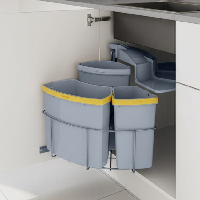 LM 64/2 Pattumiera da incasso, estensibile, con 2 bidoni della spazzatura (1 x 11 l, 1 x 16 l), antracite, 32,8 x 43,3 x 35,4 cm, sistema di raccolta differenziazione per la cucina, mobiletto per LM 64/2 Pattumiera da incasso, estensibile, con 2 bidoni della spazzatura (1 x 11 l, 1 x 16 l), antracite, 32,8 x 43,3 x 35,4 cm, sistema di raccolta differenziazione per la cucina, mobiletto per