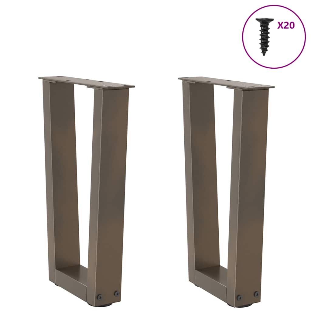 Pernas de mesa de jantar em forma de V 2 peças de aço natural - COMFORTXL - 3