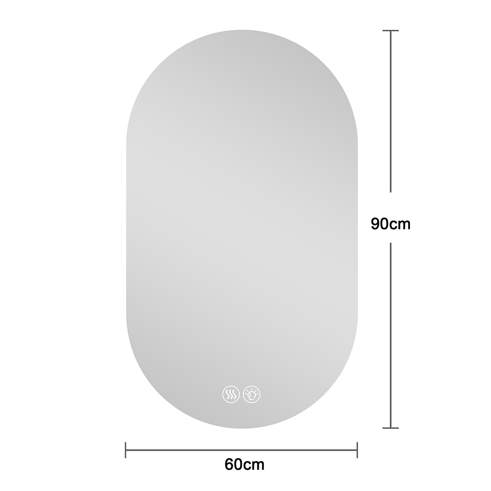 Miroir avec 3 mode lumière smart réglables ovale pour salle de bain 60x90 cm miroir de maquillage - 2