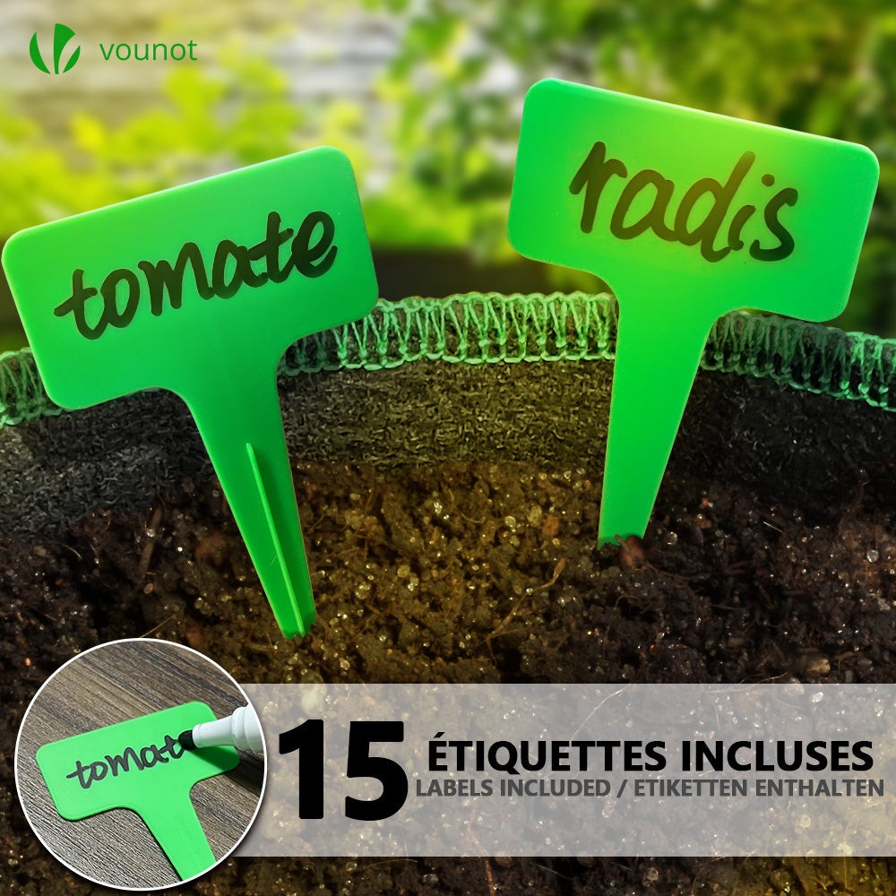 Lot de 5 sacs de plantation non tisse 30L avec poignee Noir VOUNOT® - 6