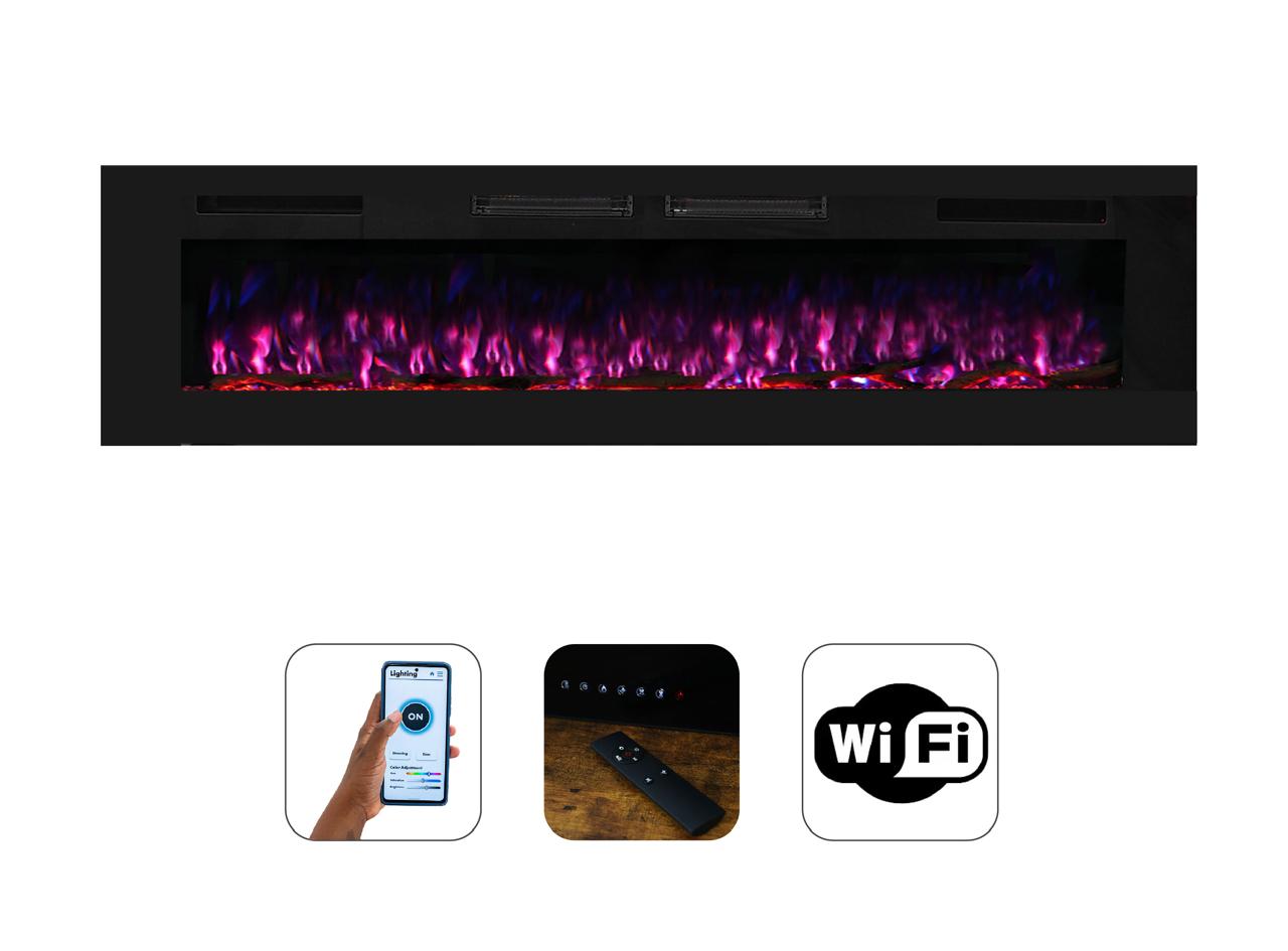 Camino Elettrico Mystflame BI60R Da Parete - 13 Colori Fiamma, Riscaldamento 750/1500W, Telecomando - Foto 11
