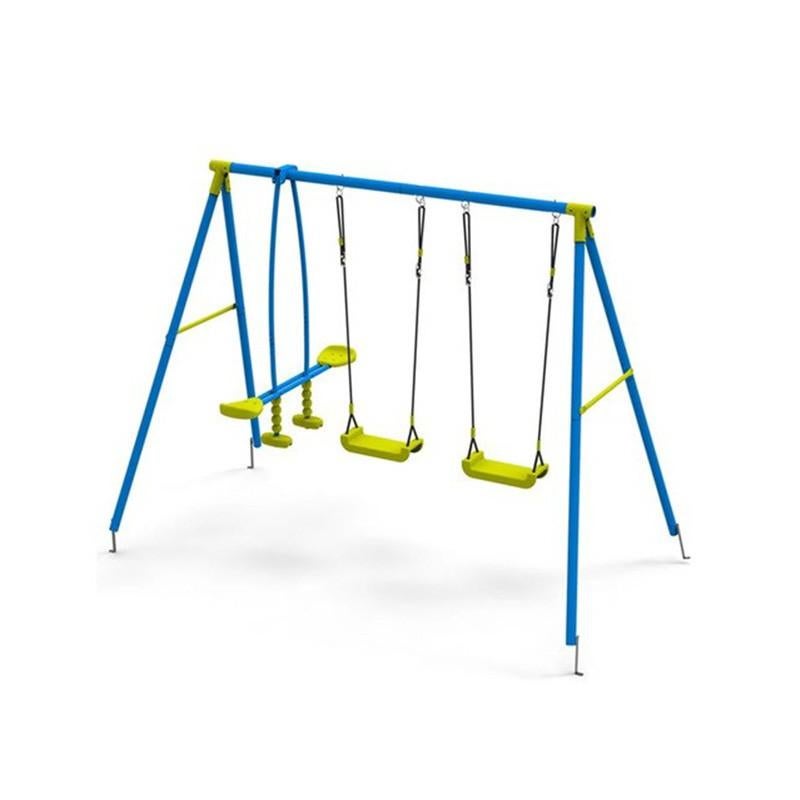 Altalena Per Bambini Con Telaio In Metallo, Scivolo, Supporto Per Il Basket Per Bambini Dai 3 Agli 8 Anni Giallo 83751044