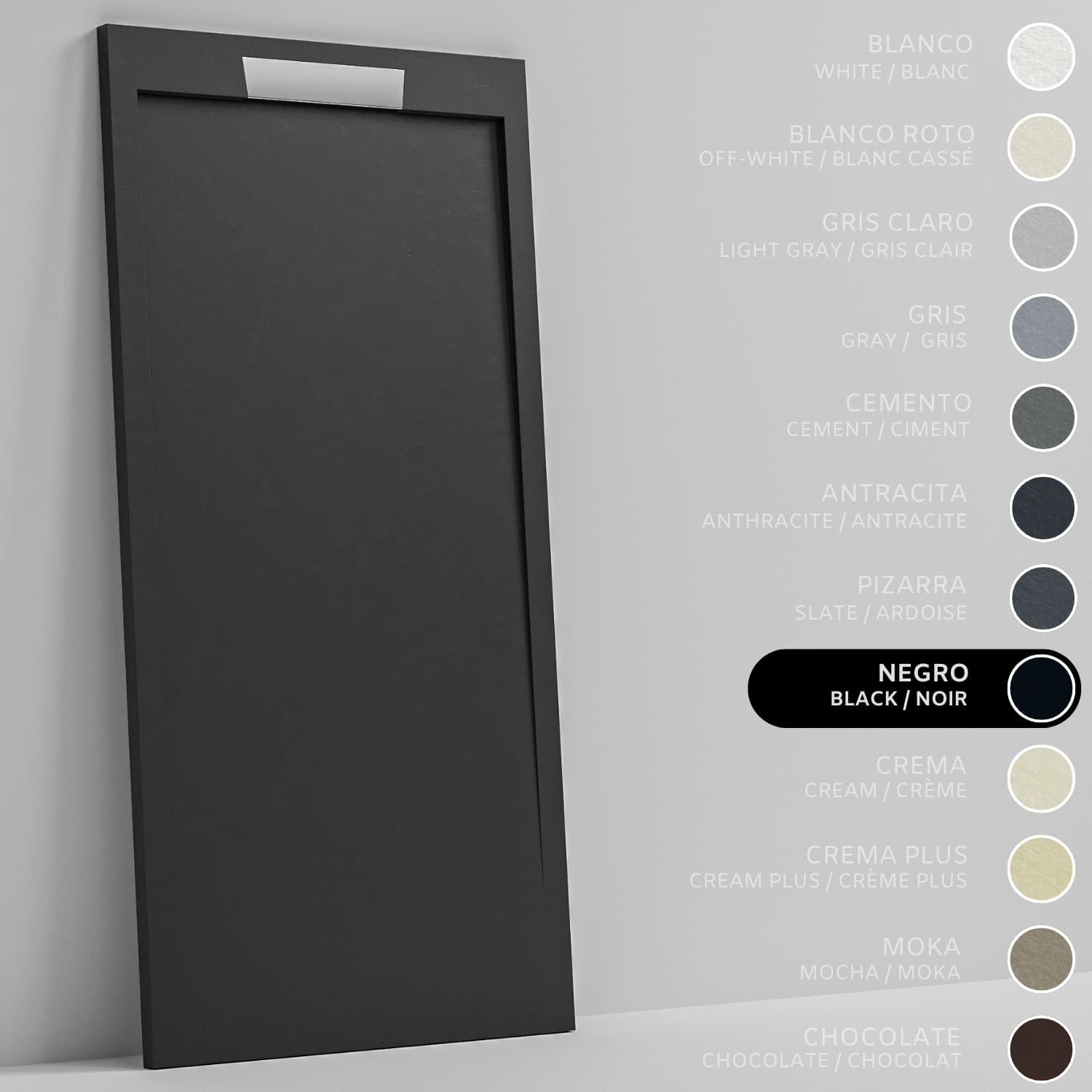 SOULHOME Brodzik prysznicowy– Żywica– Gel Coat– Gładka/Kamienna tekstura – Antypoślizgowy – czarny- 180x80- Niski 3cm– Elegancki