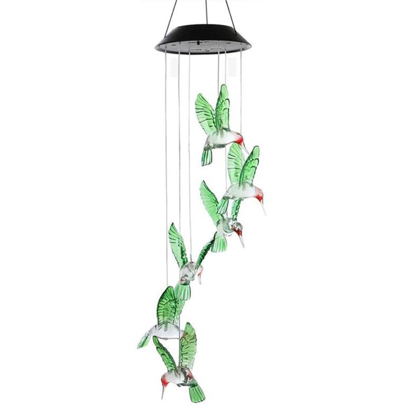 Kuranty słoneczne z kolibrami, wielokolorowe światła - Dekoracja ogrodu/patio, zewnętrzne oświetlenie otoczenia