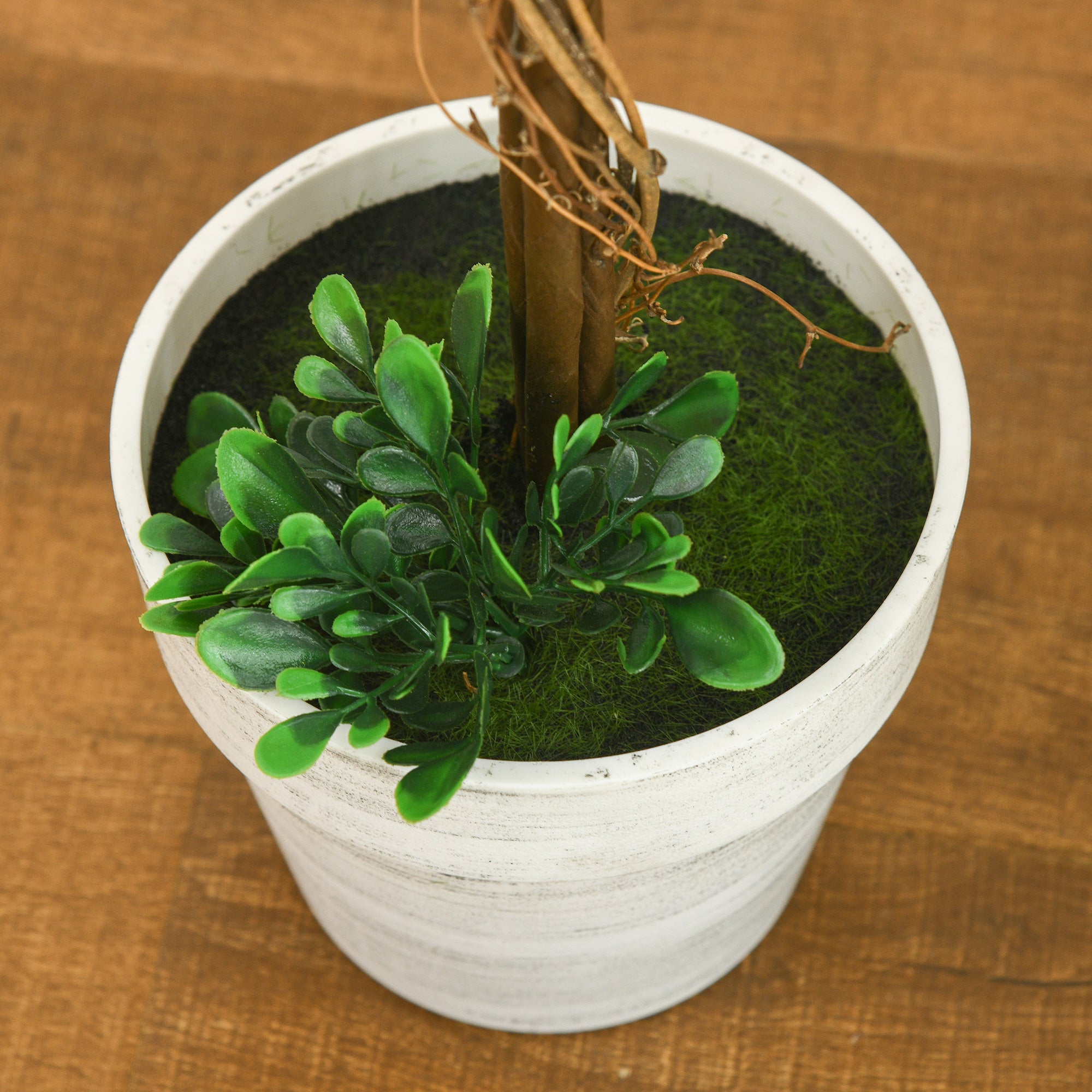 Lot de 2 buis artificiels de 60 cm, résistants aux UV, avec pots, pour décoration de salon, vert - 8
