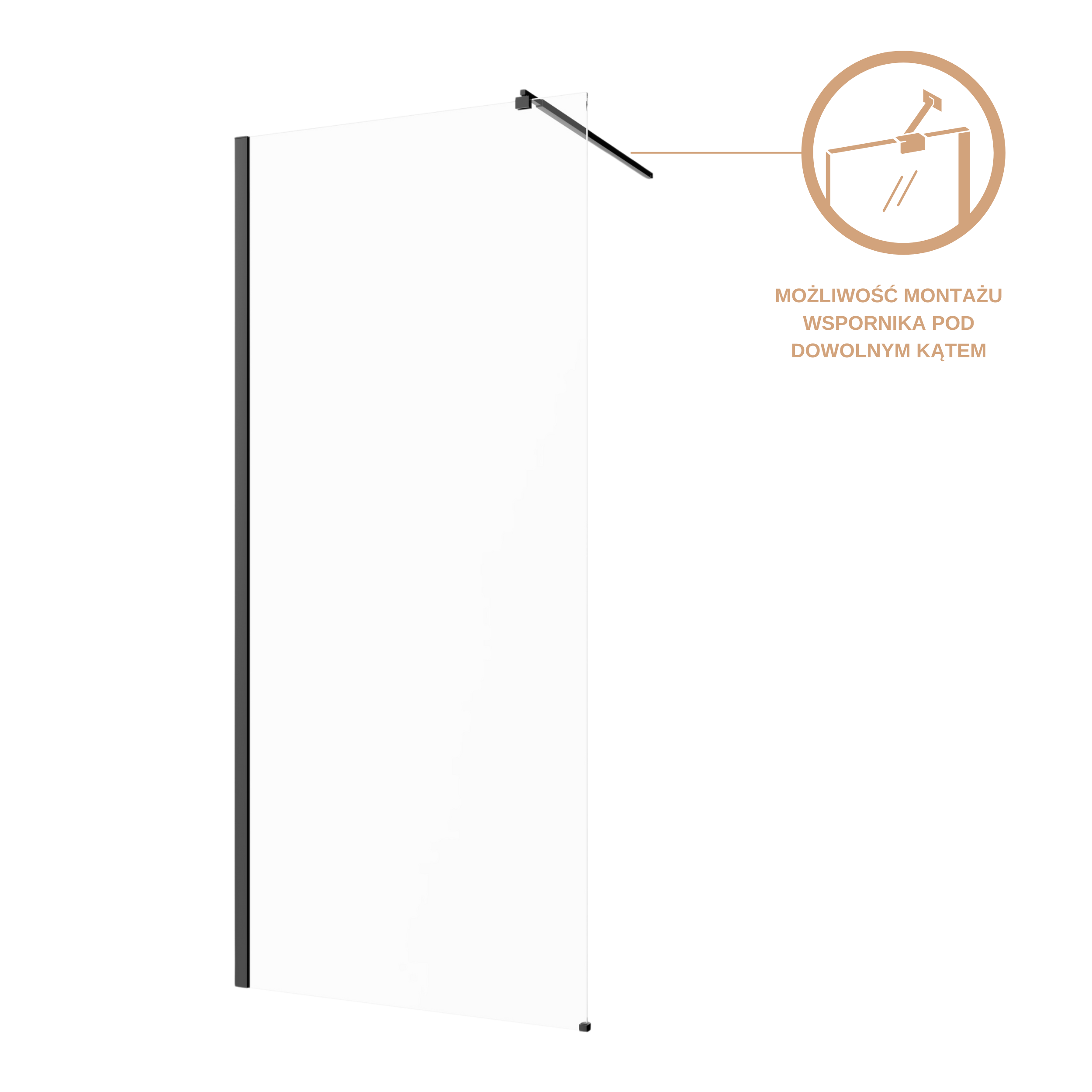Kabina Prysznicowa Walk In Kabina Walk-In Ścianka 200 x 90 cm INVENA - 8