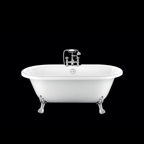 Baignoire sur pieds rétro CHELSEA Blanche 154 cm Pieds de Lion Chromés