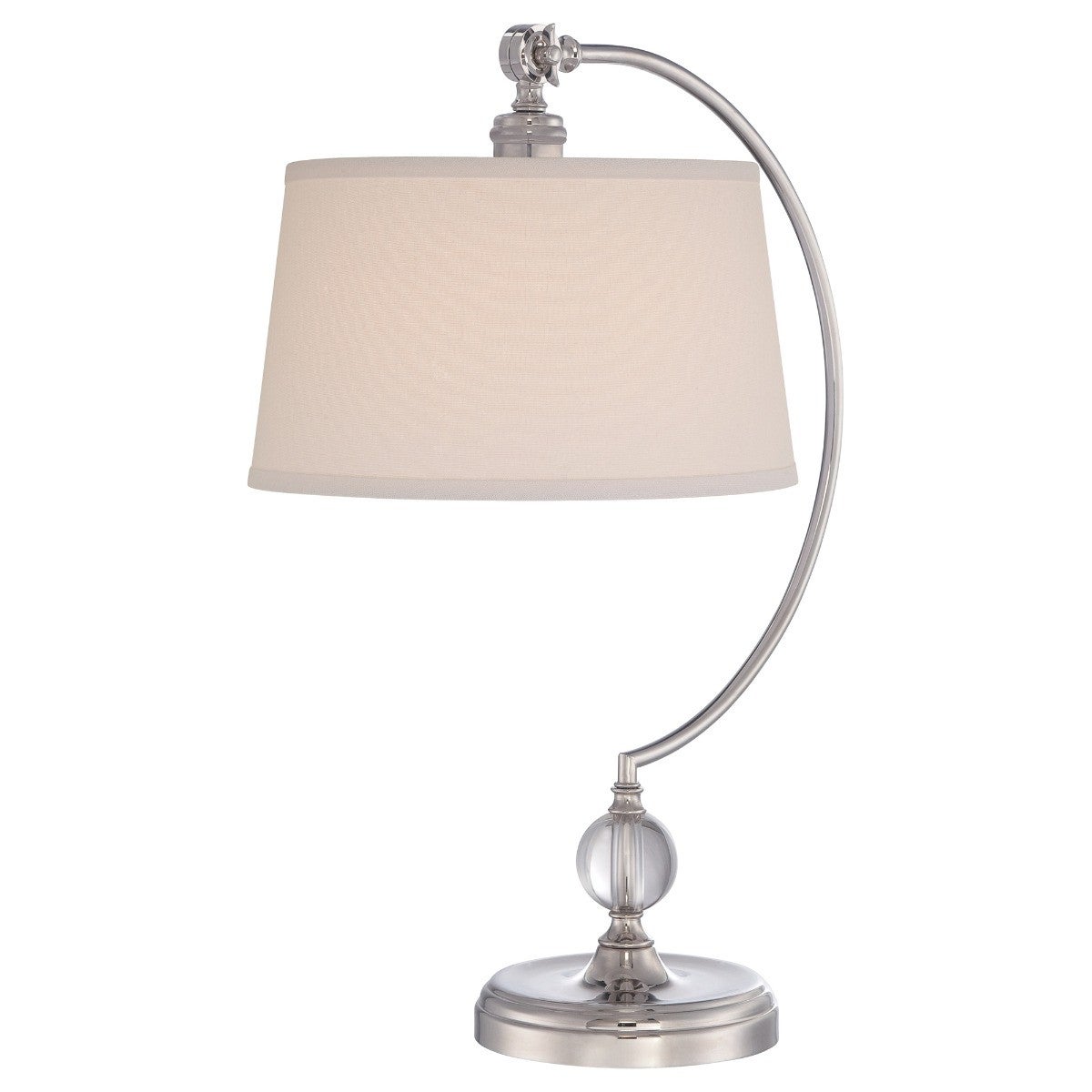 Lampa stołowa nikiel z kremowym abażurem Jenkins E27 60W Quoizel