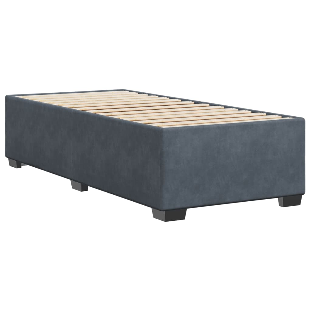 Cadre de lit sans matelas, velours, gris foncé, pour la chambre, 100 × 200 cm - 3