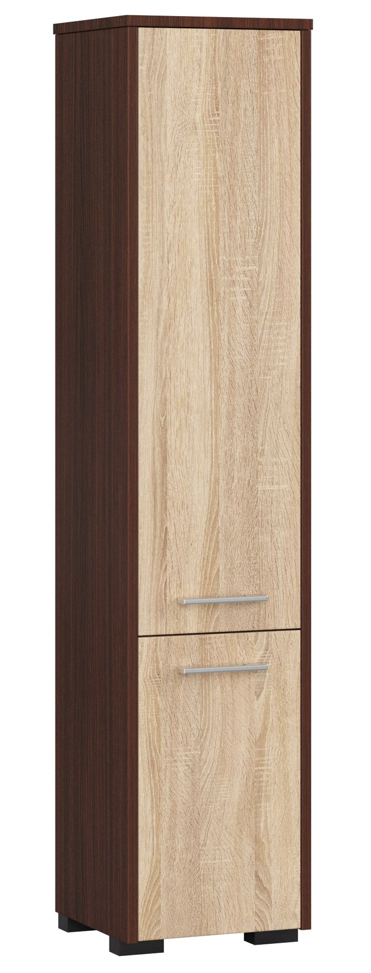 Wolnostojąca szafka łazienkowa: 2 drzwi, 5 półek, wenge | dąb sonoma, szer.: 30 cm, wys.: 140 cm, gł.: 30 cm.