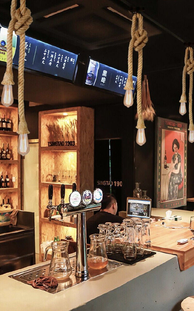 Lampe pendante à double corde LED E27 vintage lumière décorative pub bar 230V - 7