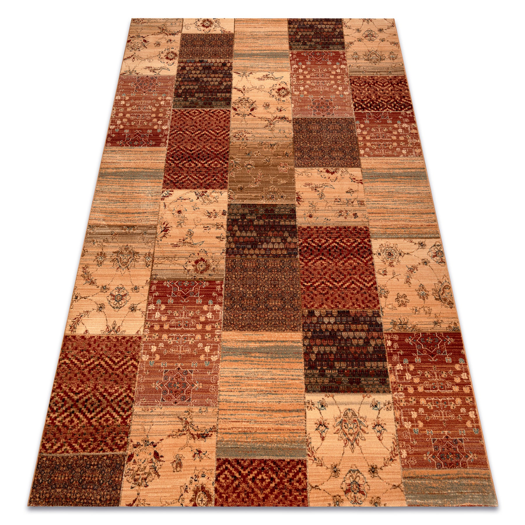 Dywan wełniany KASHQAI 4327 101 Patchwork terakota 200x300 cm
