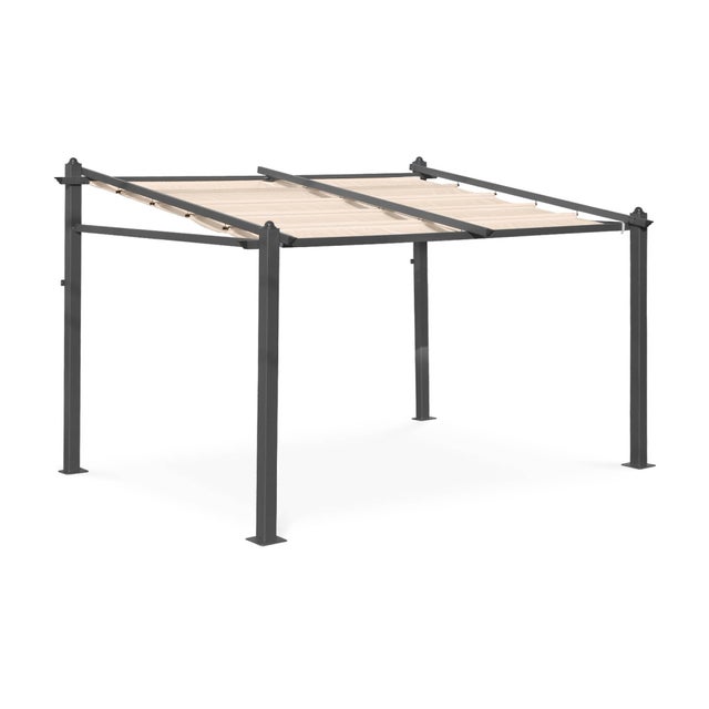 3x4m Pergola in alluminio con copertura scorrevole, Beige