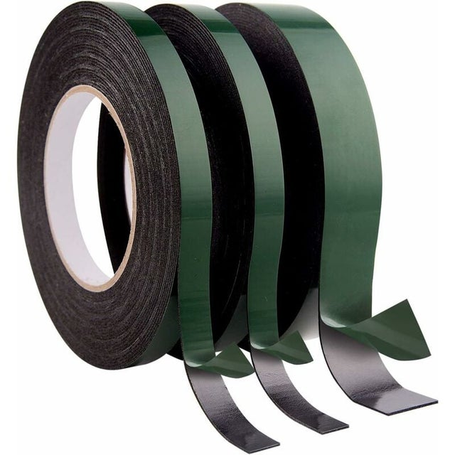 3Pcs Ruban Adhésif double face, Scotch Double Face Extra fort De Montage Imperméable,voitures garnitures plaques d'immatriculation, 10m chaque rouleau