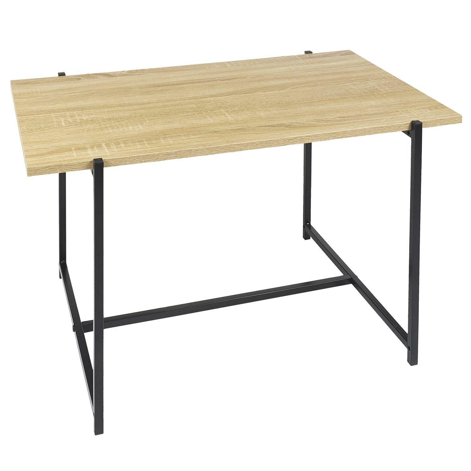 Stolik kawowy Loka prostokątny INTESI nowoczesny loftowy drewniany z metalową podstawą 80x50 cm 1 szt.