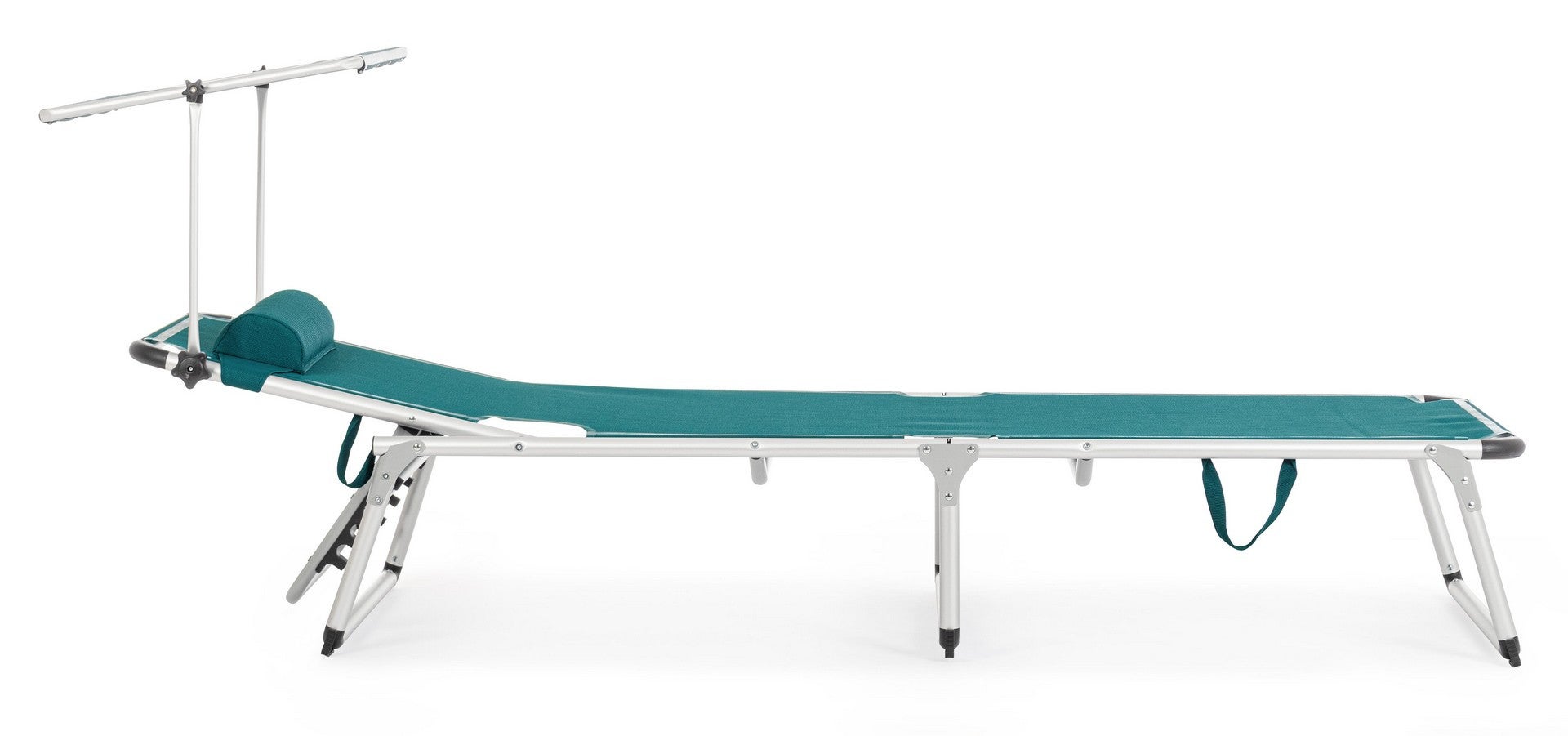 Bain de soleil inclinable en aluminium anodisé et textilène avec auvent, bleu - 6