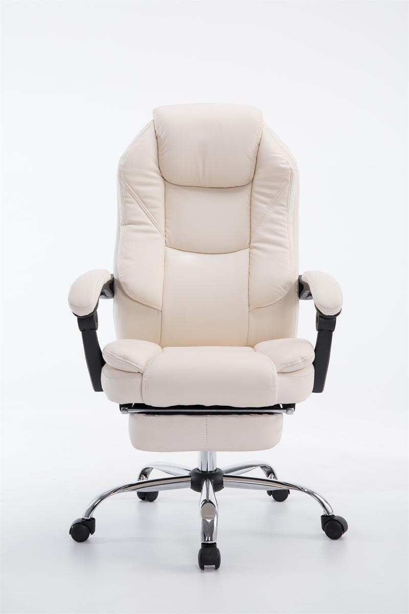 Fauteuil de bureau ergonomique en synthétique crème avec repose-pieds et accoudoirs BUR10377 - 2