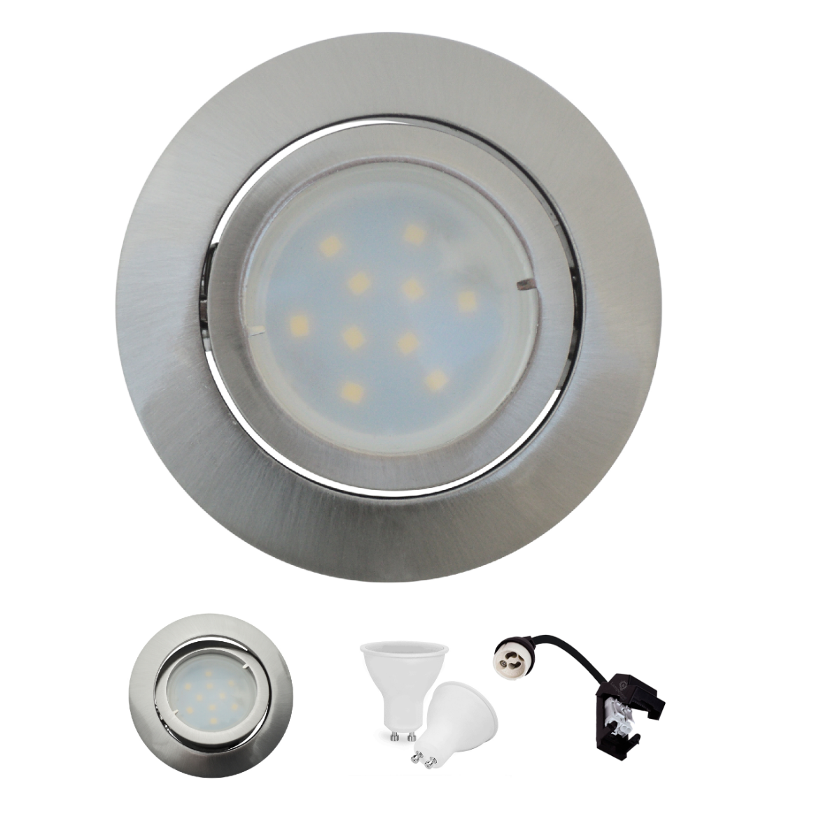 Lot de 6 Spot Led Encastrable Complete Satin Orientable lumière Blanc Chaud eq. 50W ref.209 - 2