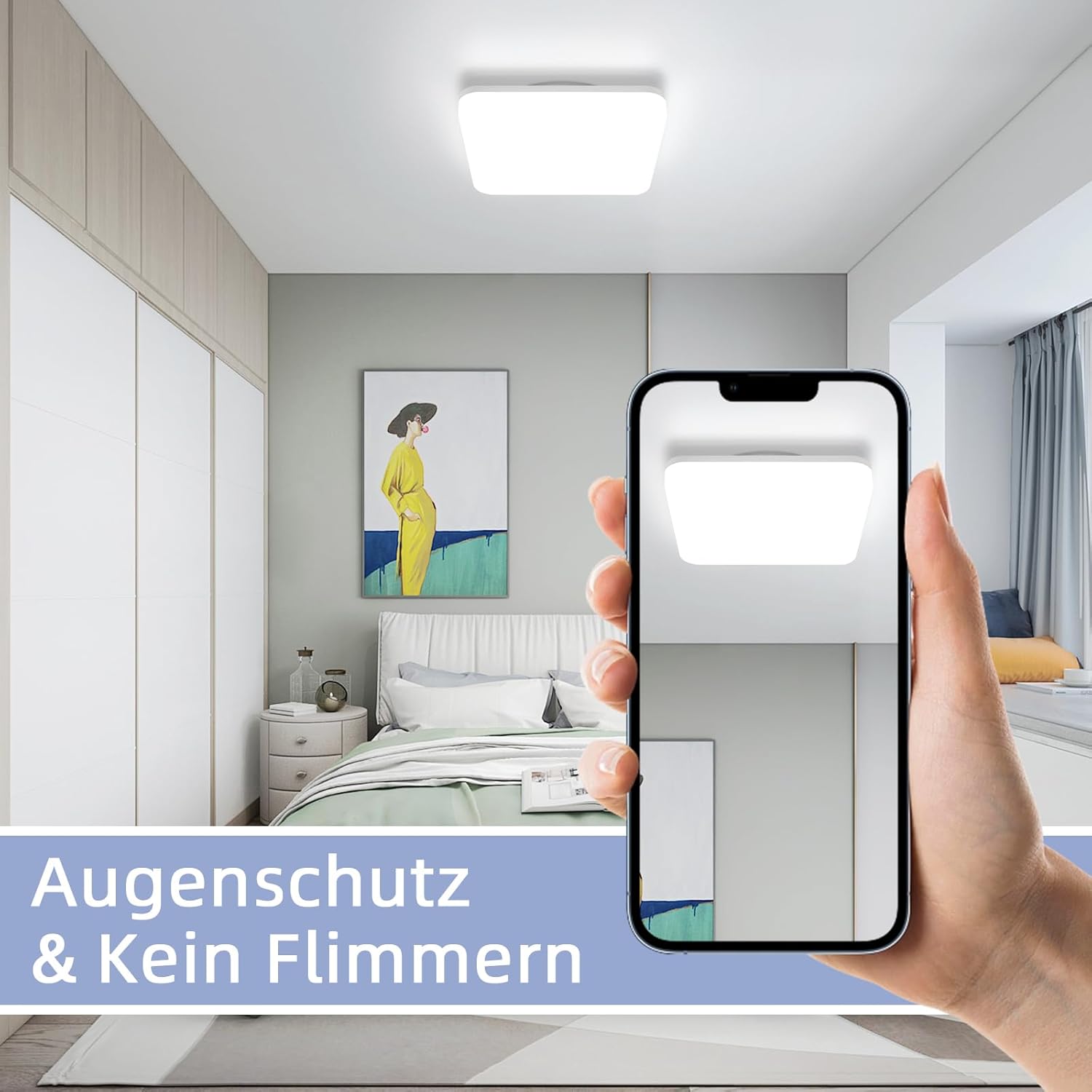 NETTLIFE Plafón LED 22CM Lámpara de baño cuadrada IP54 18W blanco 5000K - 7