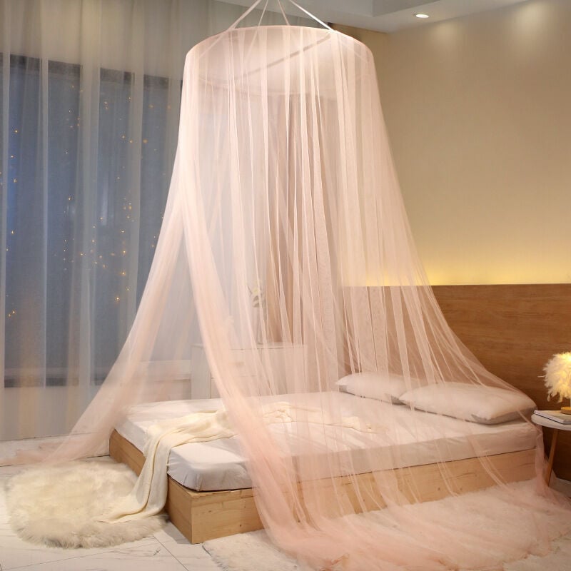 Uniwersalna moskitiera na łóżko biała x x m kopuła z siatki łatwa instalacja wisząca baldachim do łóżka odpowiednia łóżek pojedynczych typu king size
