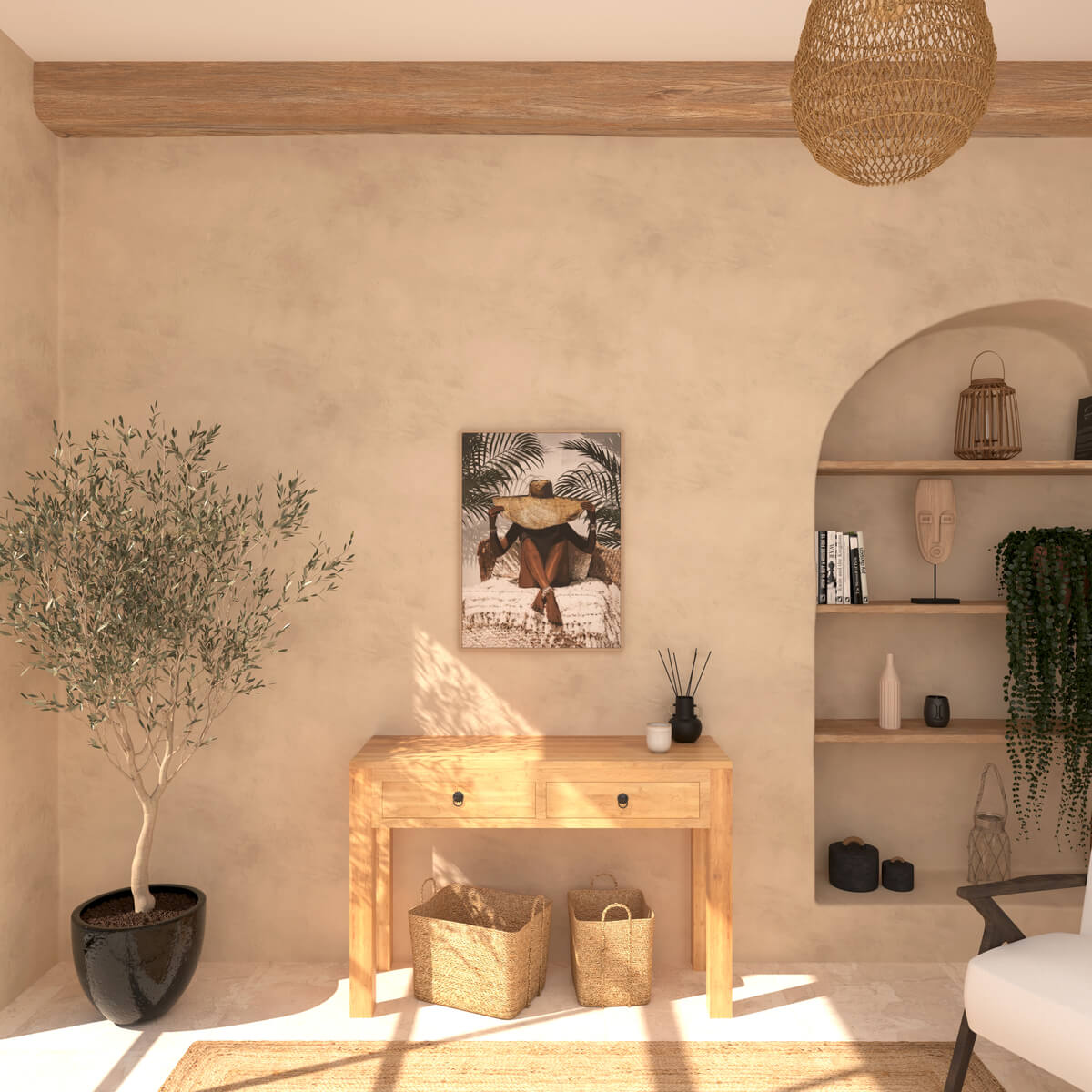 Toile imprimée Eliane - bois - 58x78 cm - Atmosphera créateur d'intérieur - 2