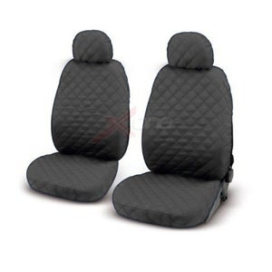 Set Coprisedili Auto Universali Anteriori 2 Pezzi, Fianchi elasticizzati, Tessuto Antiscivolo Trapuntato in Poliestere, Lavabile (Nero-Grigio) - Alta