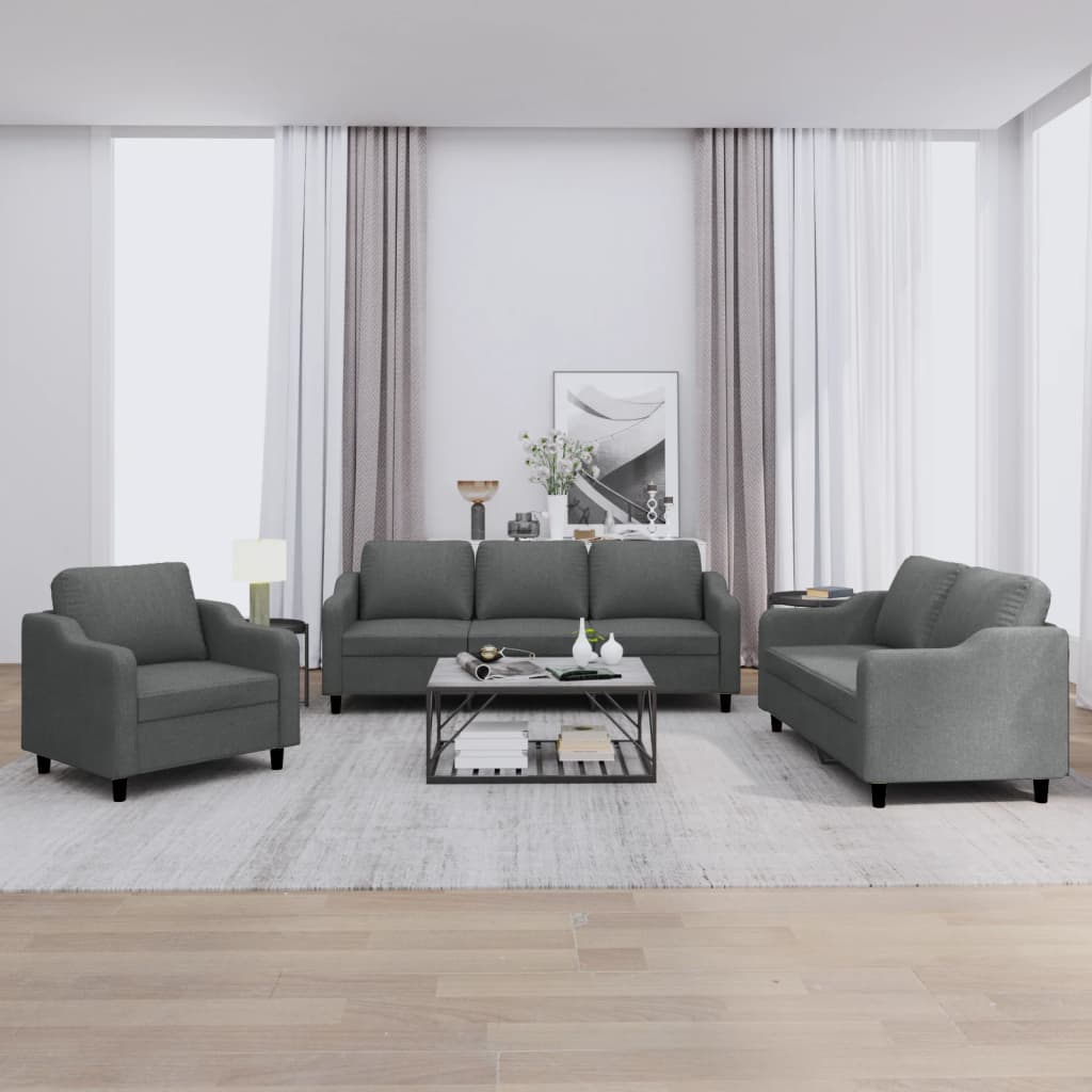 Canapé 2 Places Velours Gris Foncé - Ensemble Salon Confortable, Design Moderne, Cadre Métal - 3