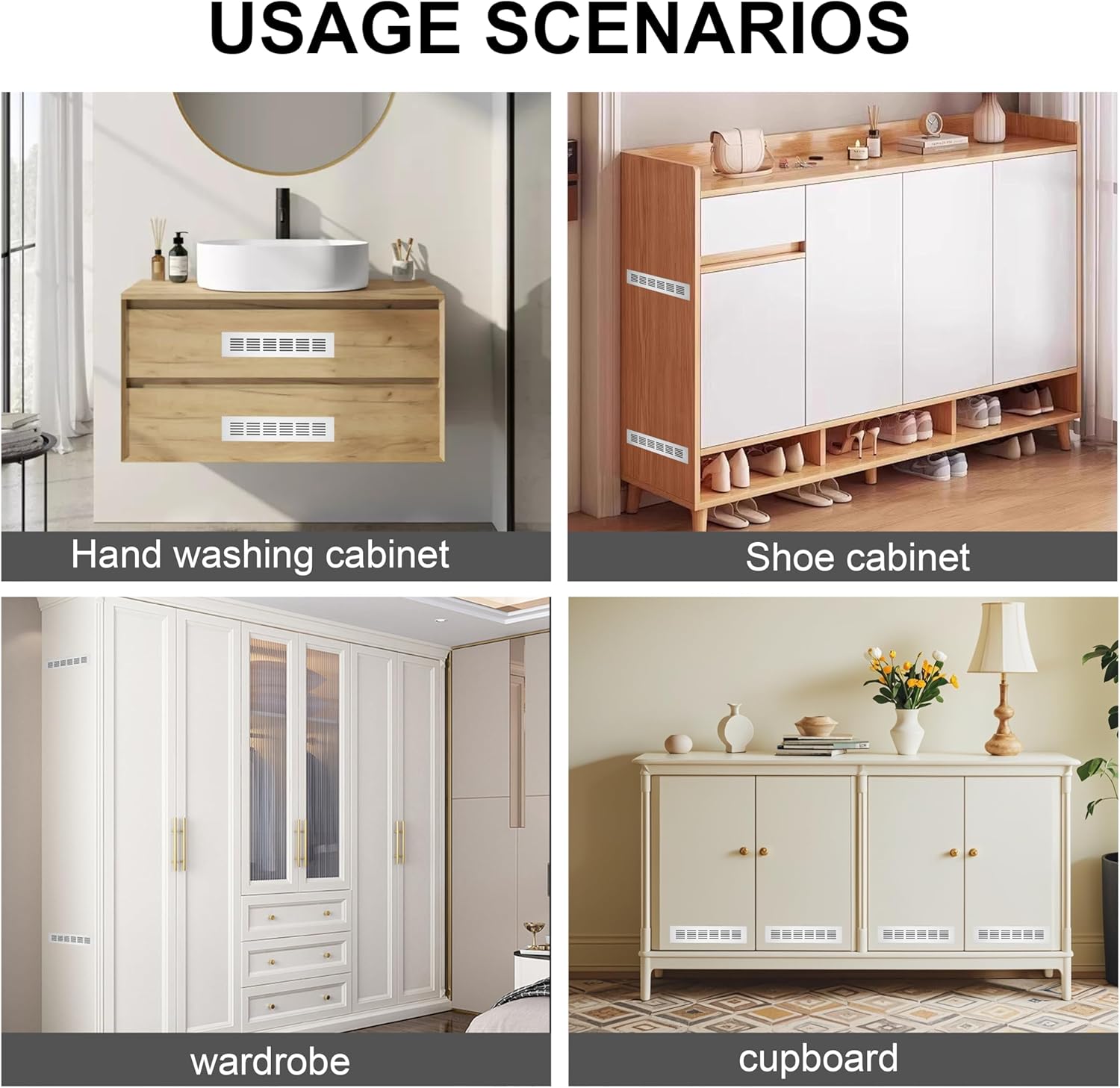 Kratka wentylacyjna aluminiowa z wkrętami do wentylacji szaf i pomieszczeń, 25 x 5 cm, srebrna, 4 sztuki - 7