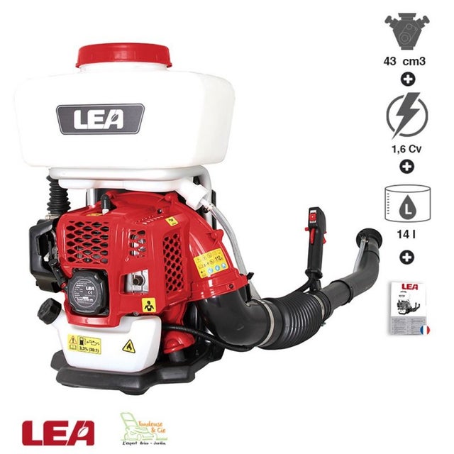 Pulvérisateur à dos atomiseur thermique 43 cm3 14 litres LEA LE87427 poudre et liquide