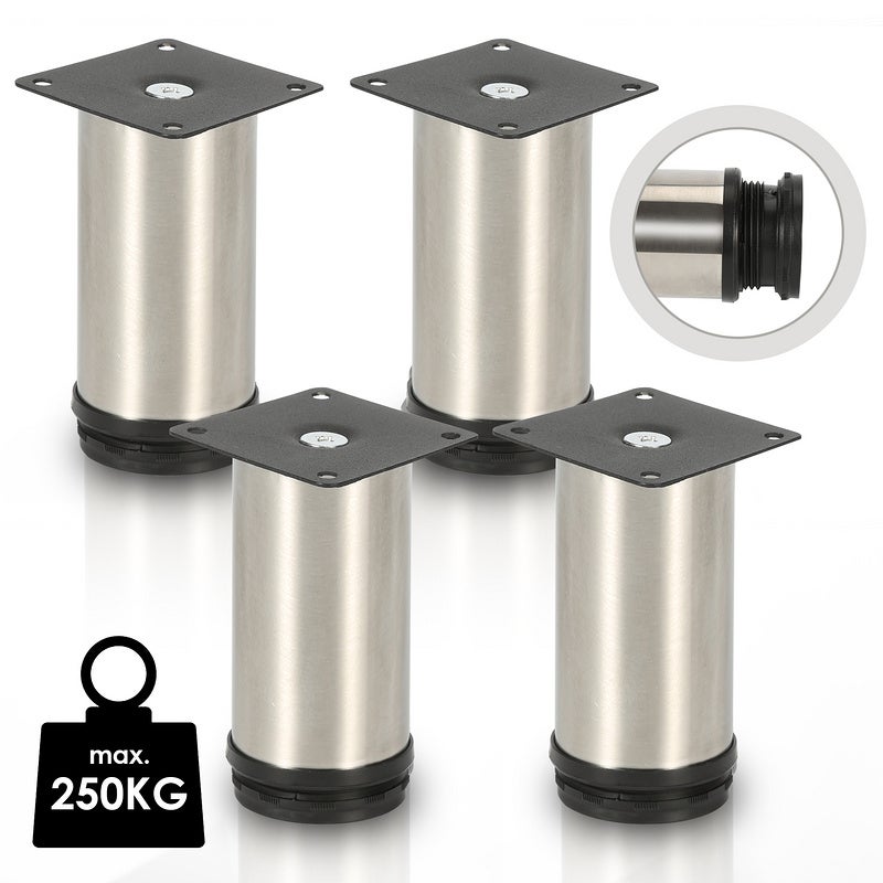 Gambe Regolabili Mobili 18-30cm - Piedini In Metallo Per Letti, Armadi E Divani